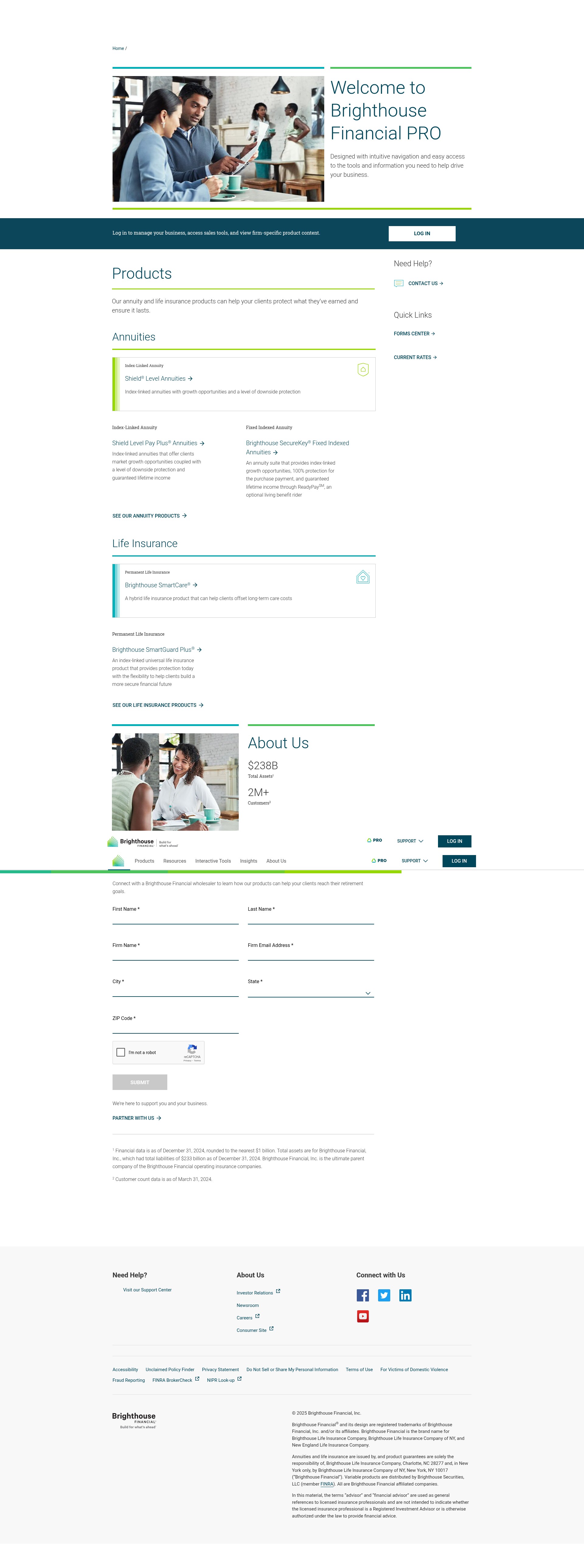 Screenshot of www.brighthousefinancialpro.com