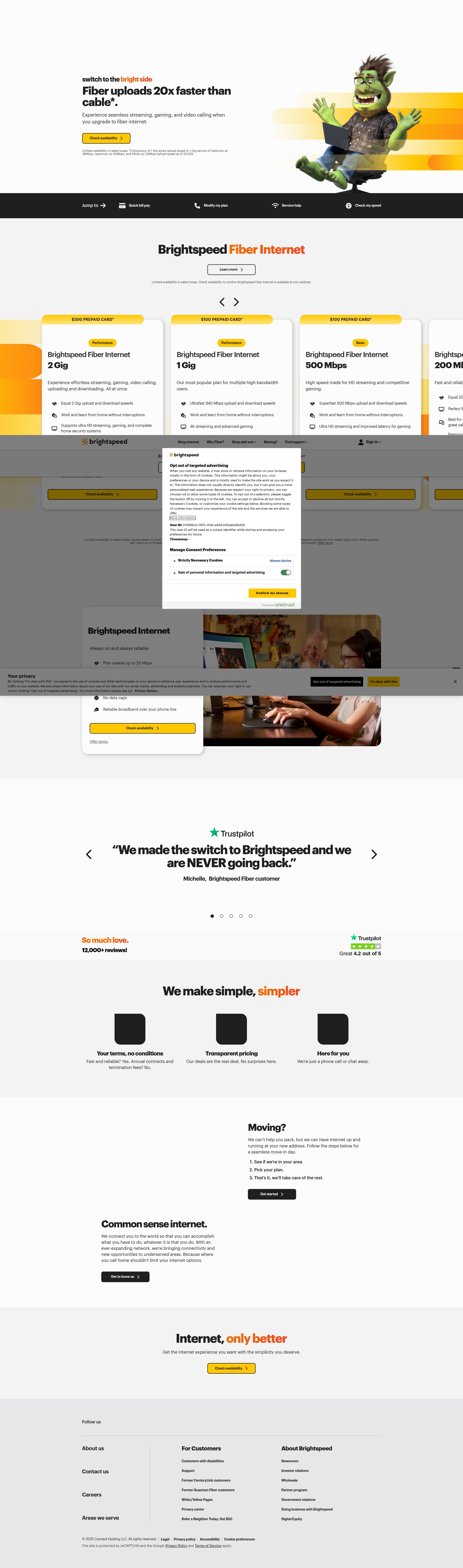 Screenshot of www.brightspeed.com