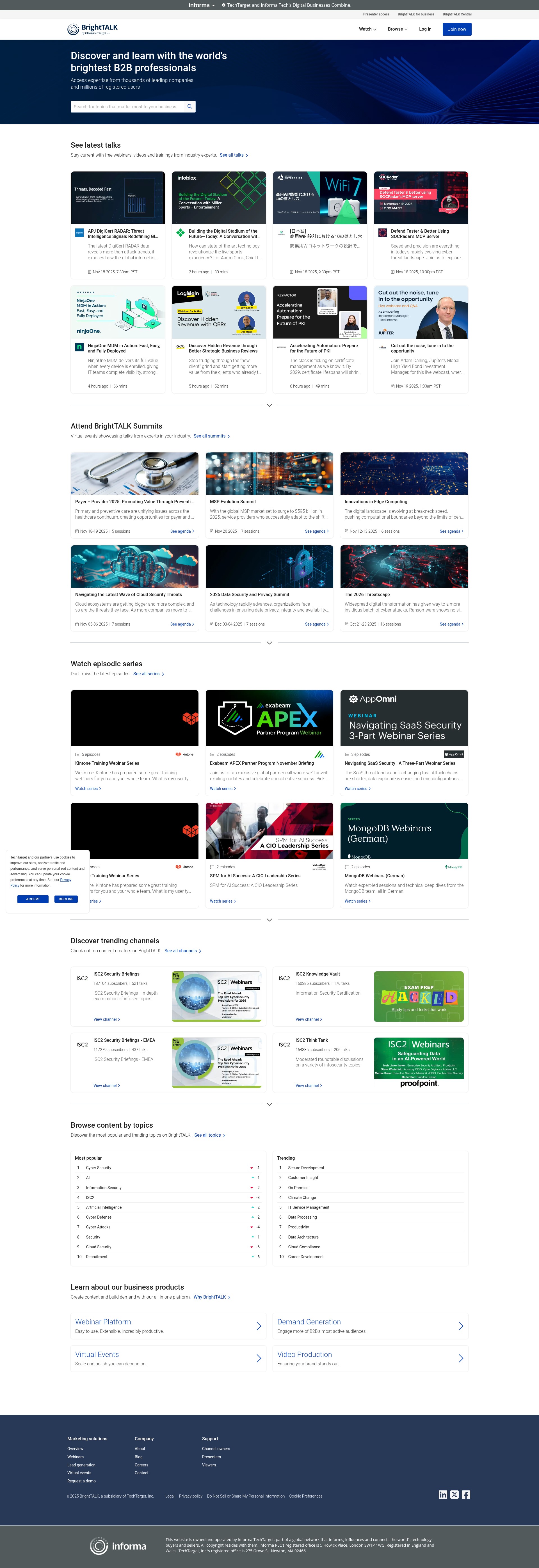 Screenshot of www.brighttalk.com