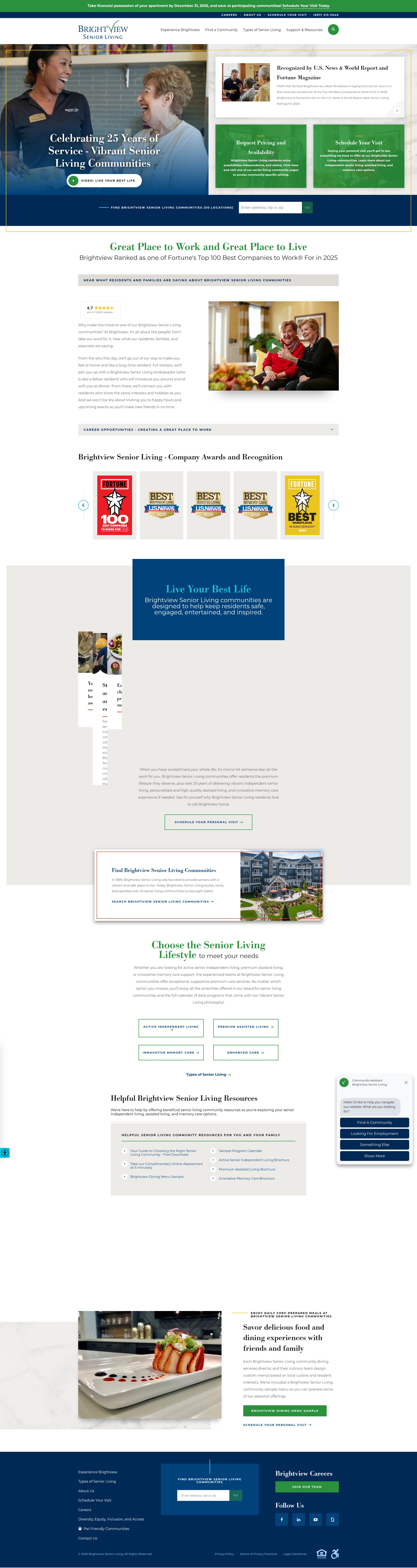 Screenshot of www.brightviewseniorliving.com