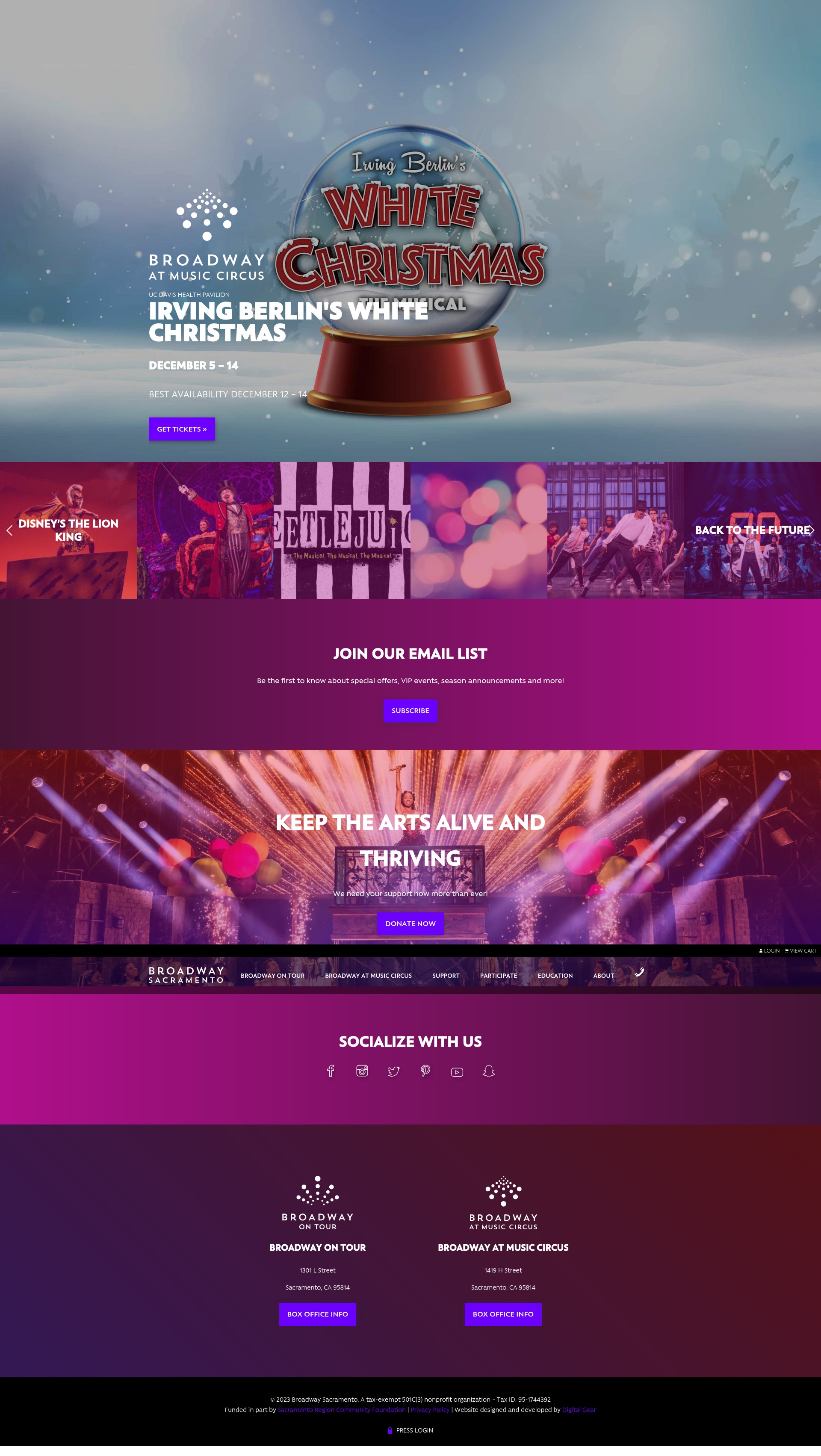 Screenshot of www.broadwaysacramento.com