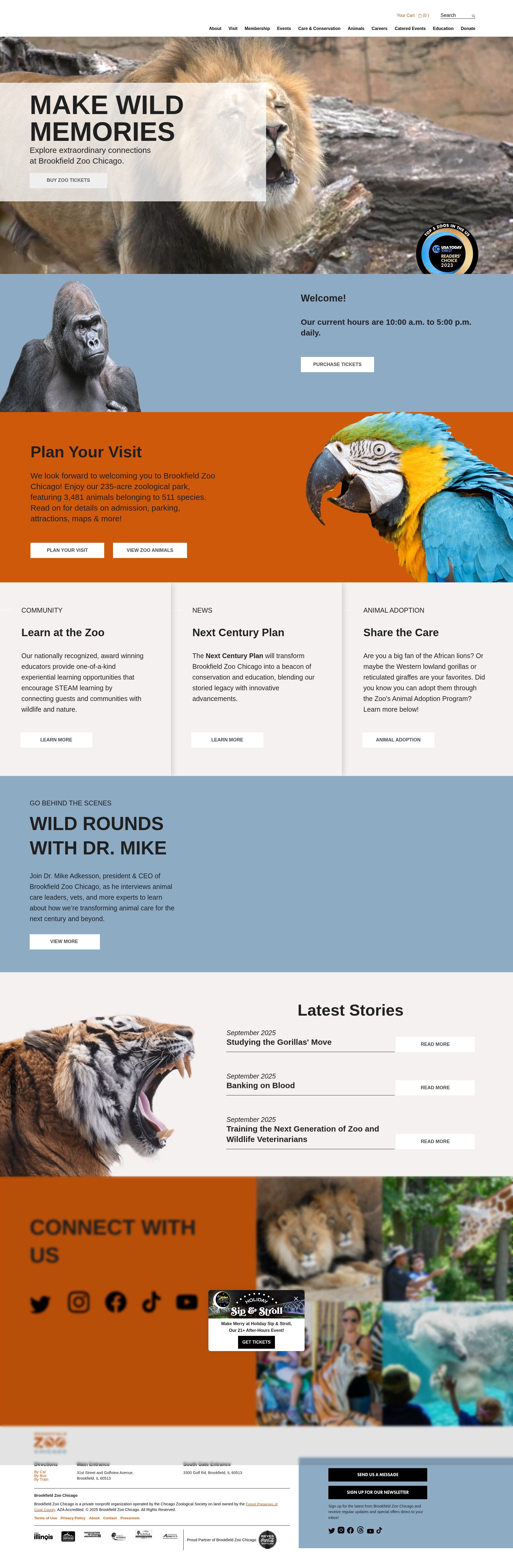 Screenshot of www.brookfieldzoo.org
