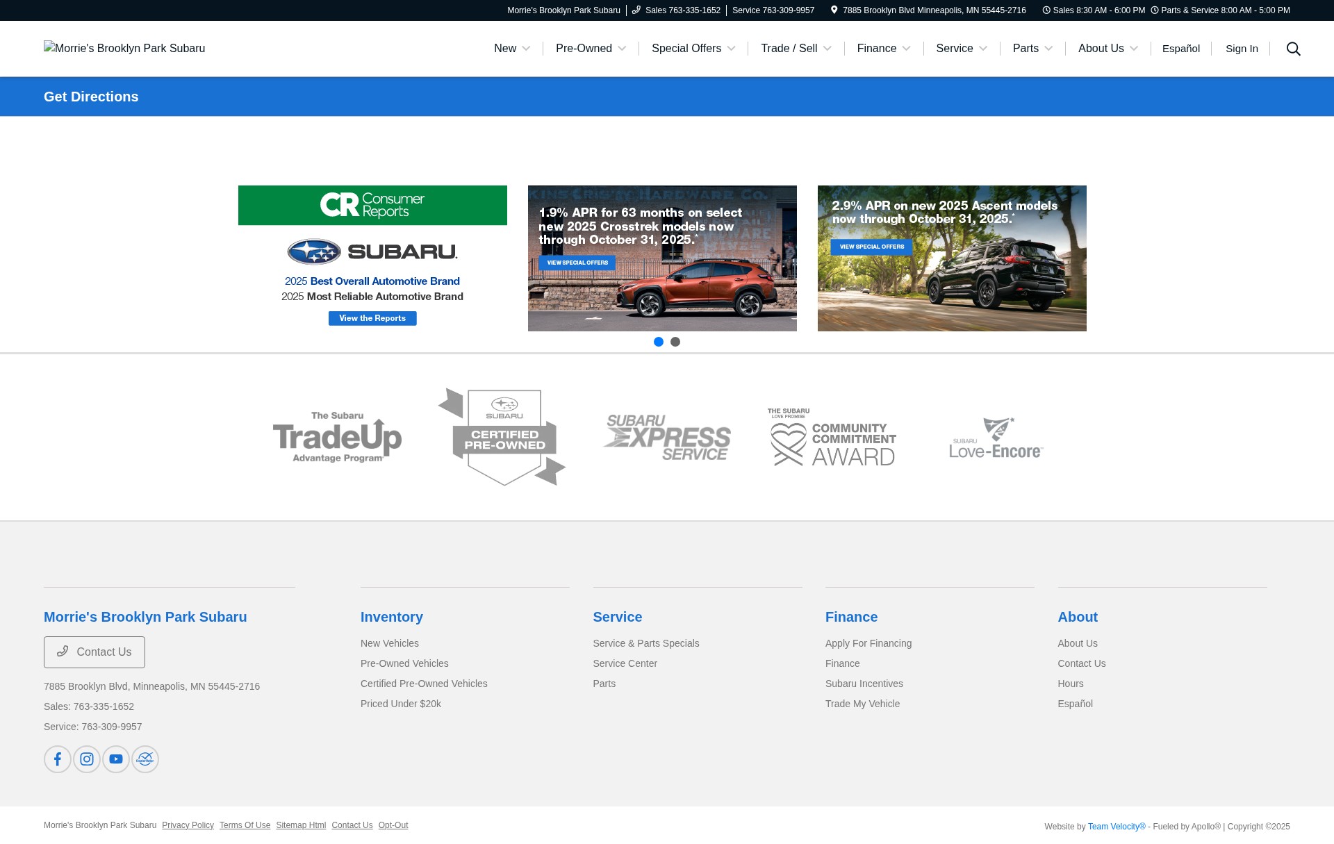 Screenshot of www.brooklynparksubaru.com