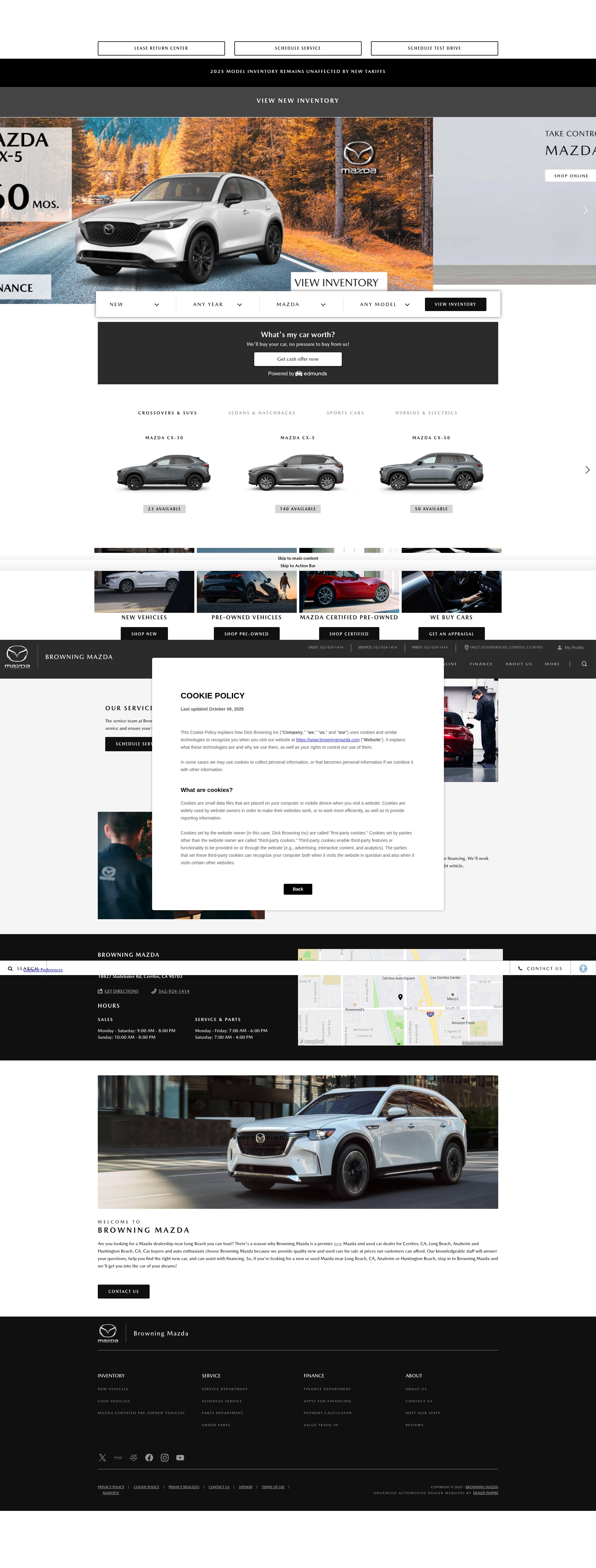 Screenshot of www.browningmazda.com