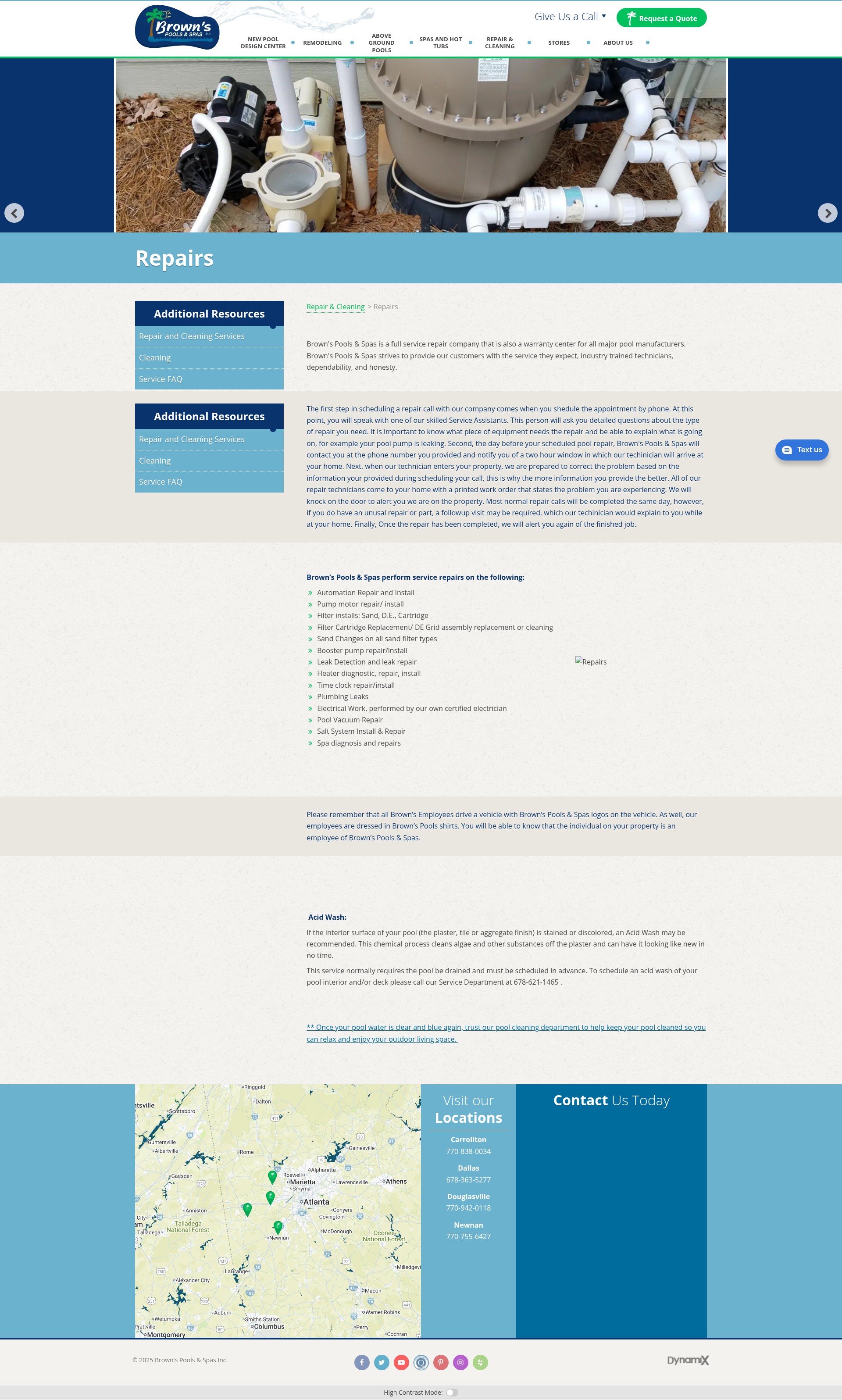Screenshot of www.brownspools.com