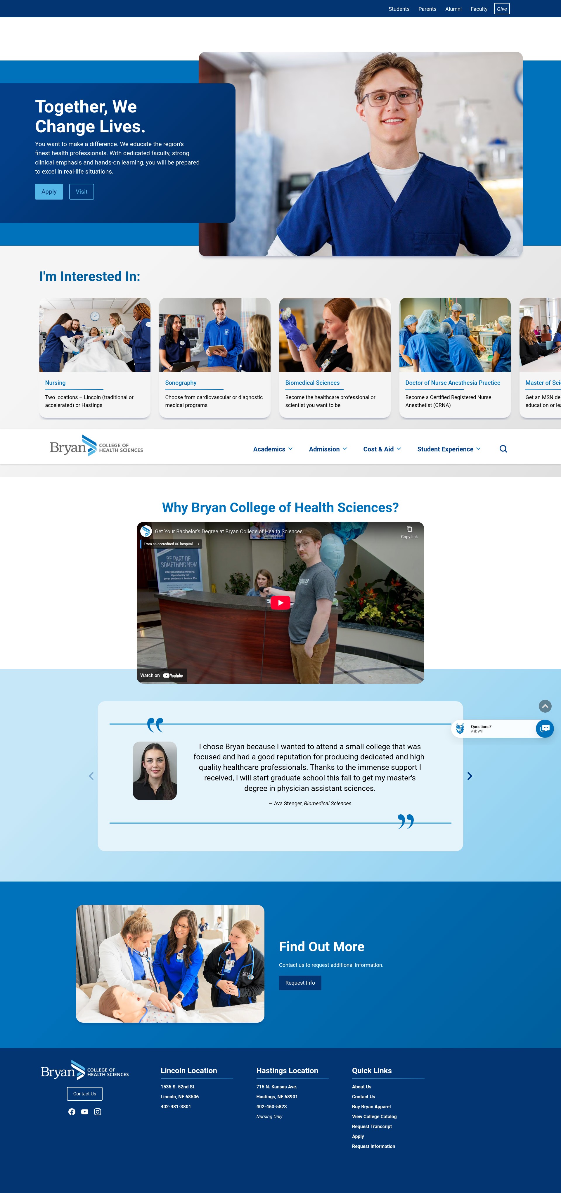 Screenshot of www.bryanhealthcollege.edu
