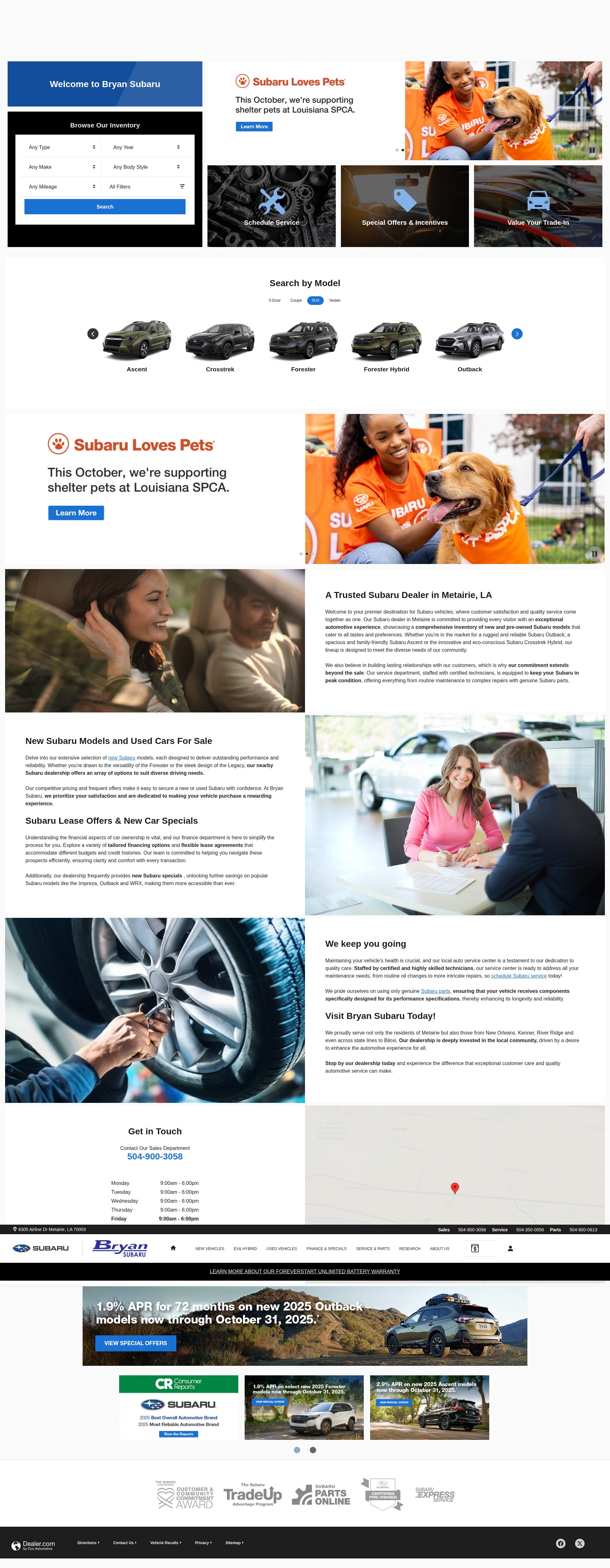 Screenshot of www.bryansubaru.com