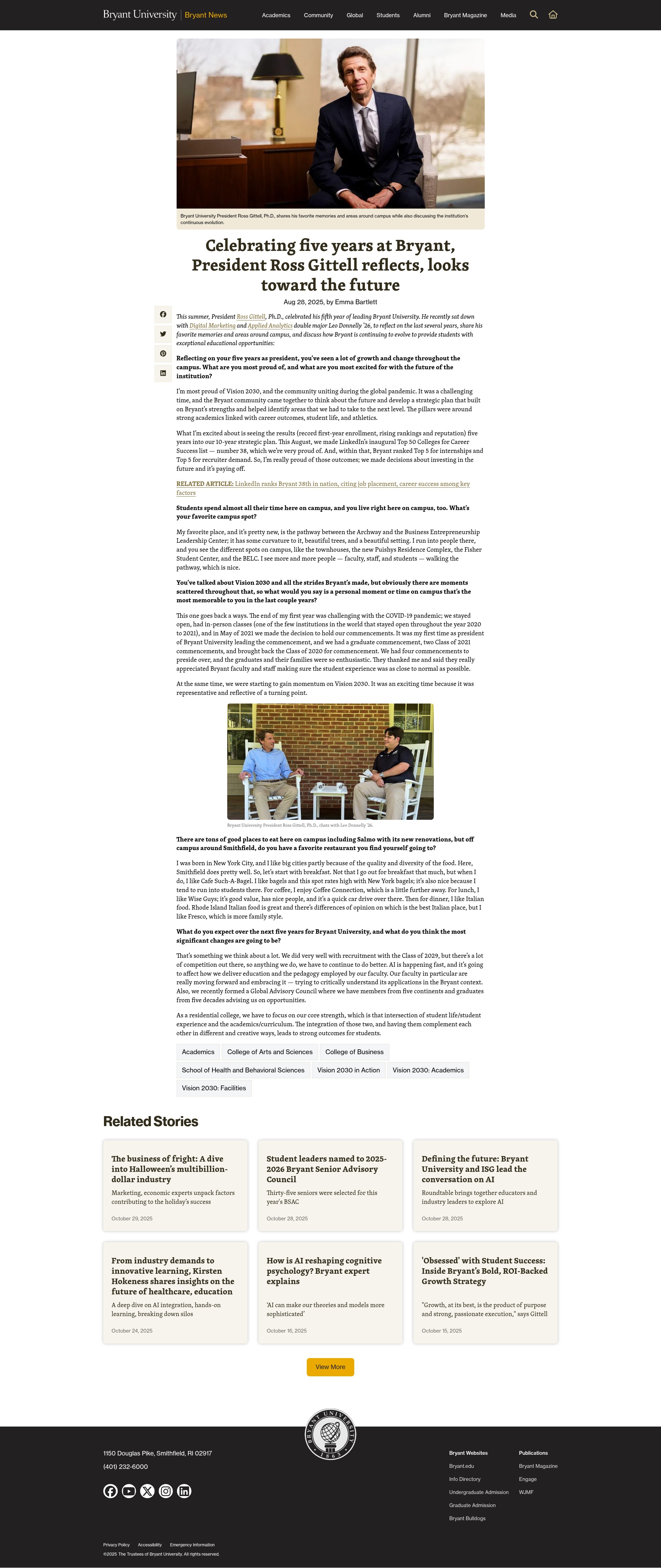Screenshot of www.bryant.edu