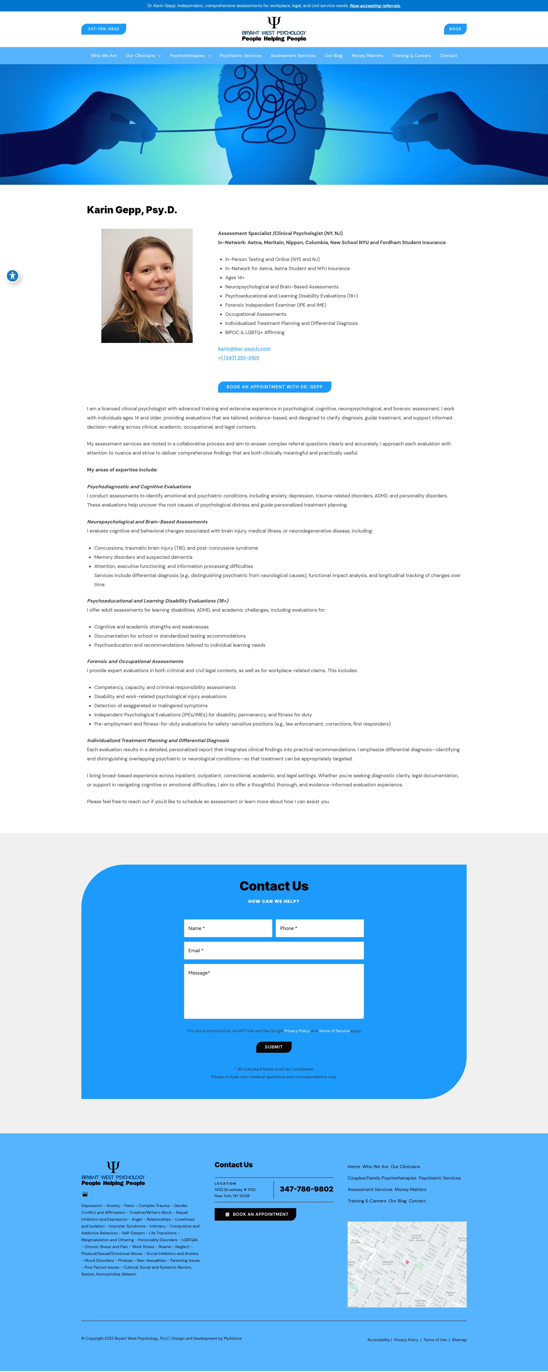 Screenshot of www.bryantwestpsychology.com