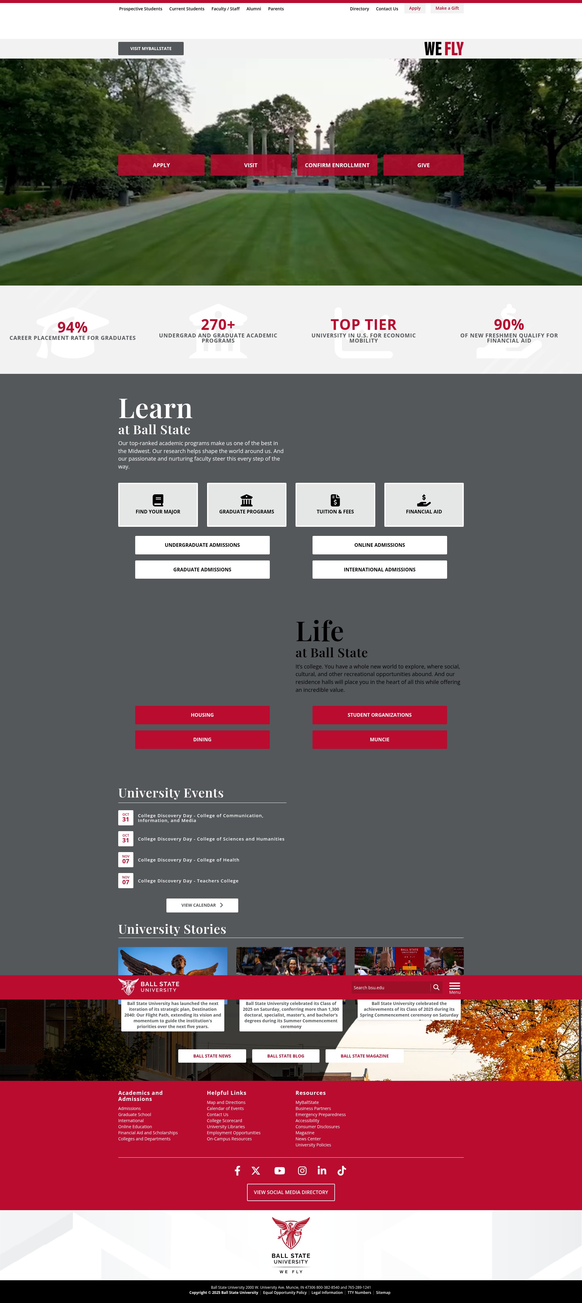 Screenshot of www.bsu.edu