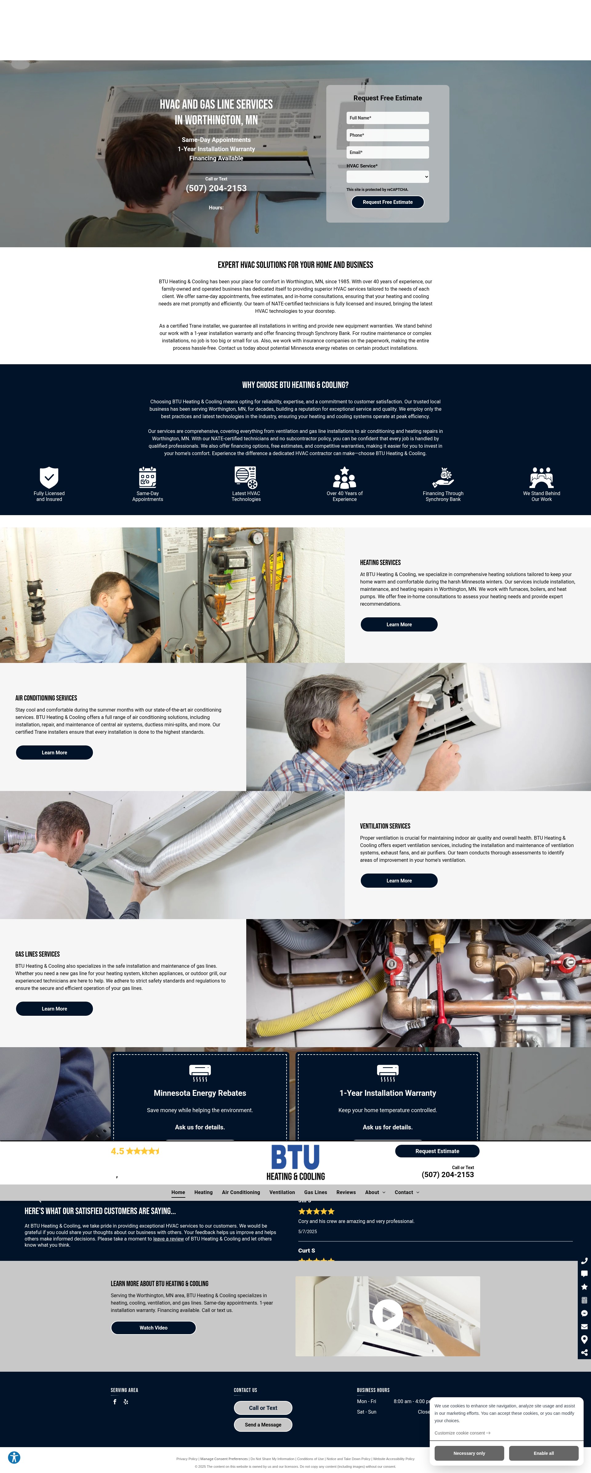 Screenshot of www.btuheatingandcooling.com