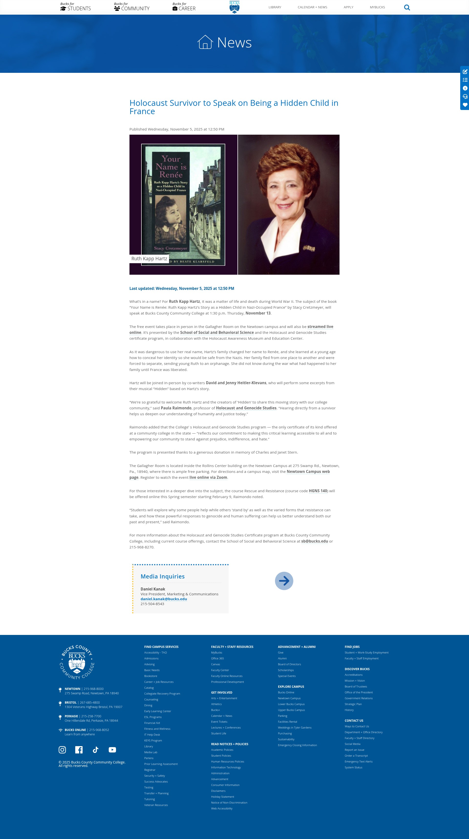 Screenshot of www.bucks.edu