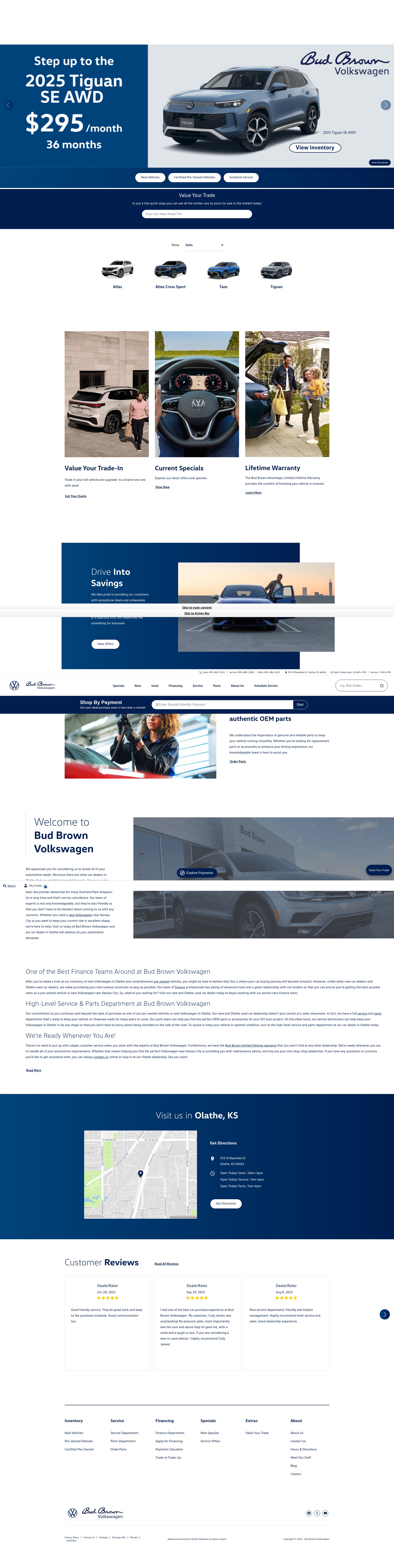 Screenshot of www.budbrownvw.com