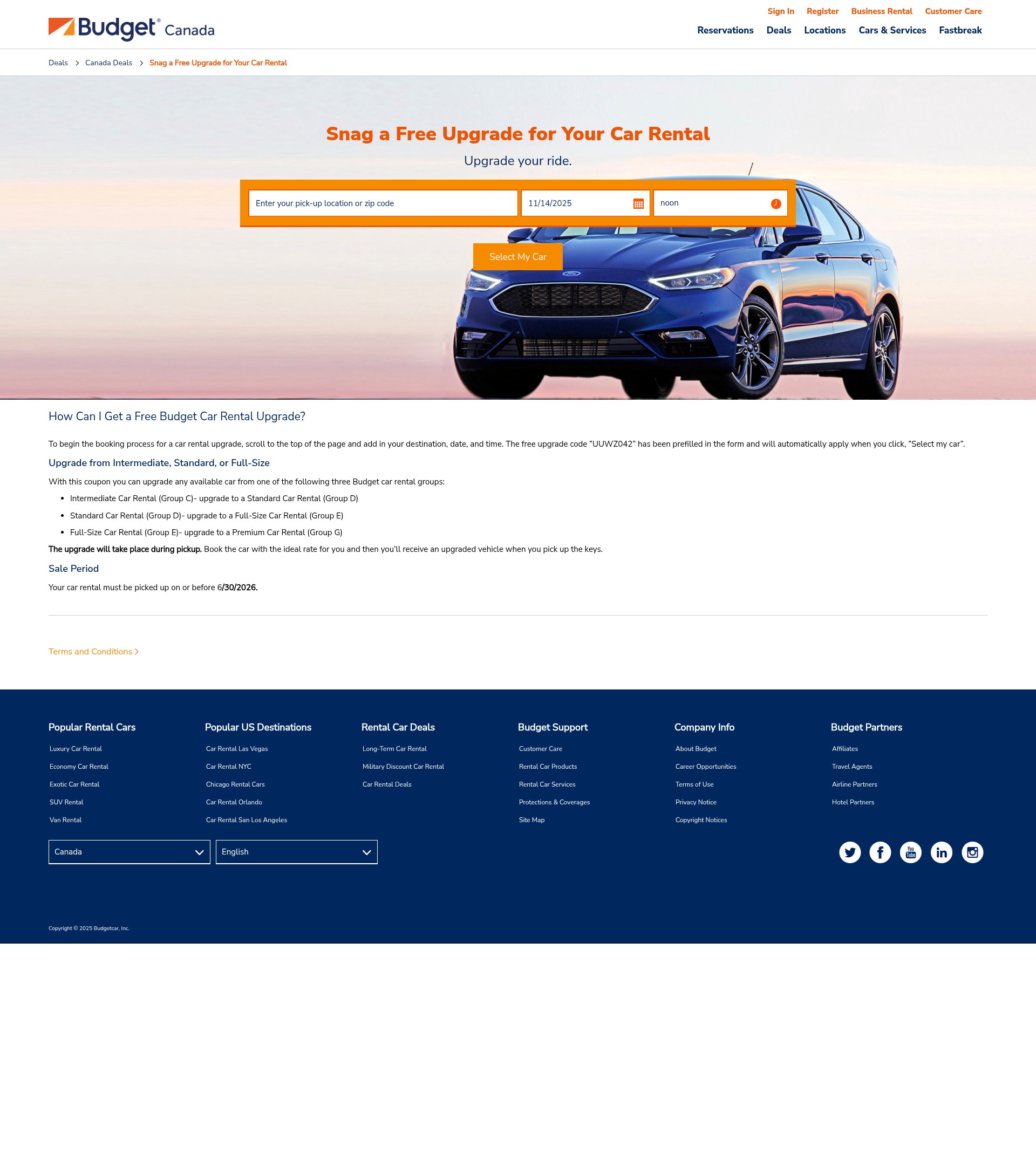 Screenshot of www.budget.ca