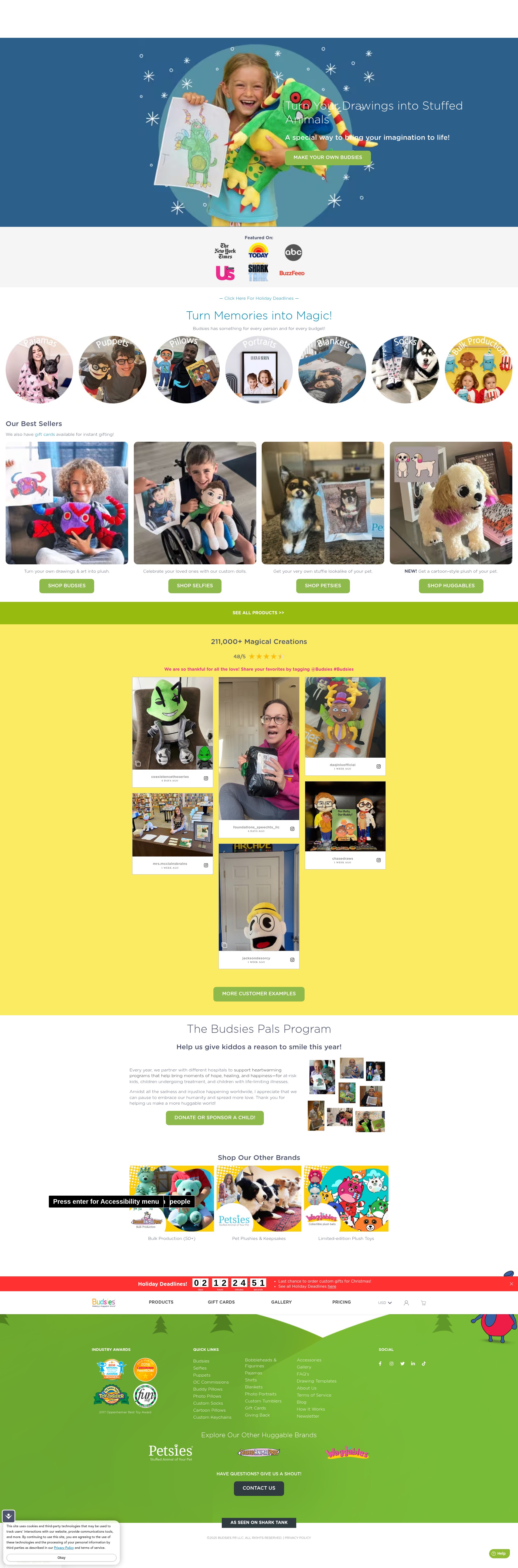 Screenshot of www.budsies.com