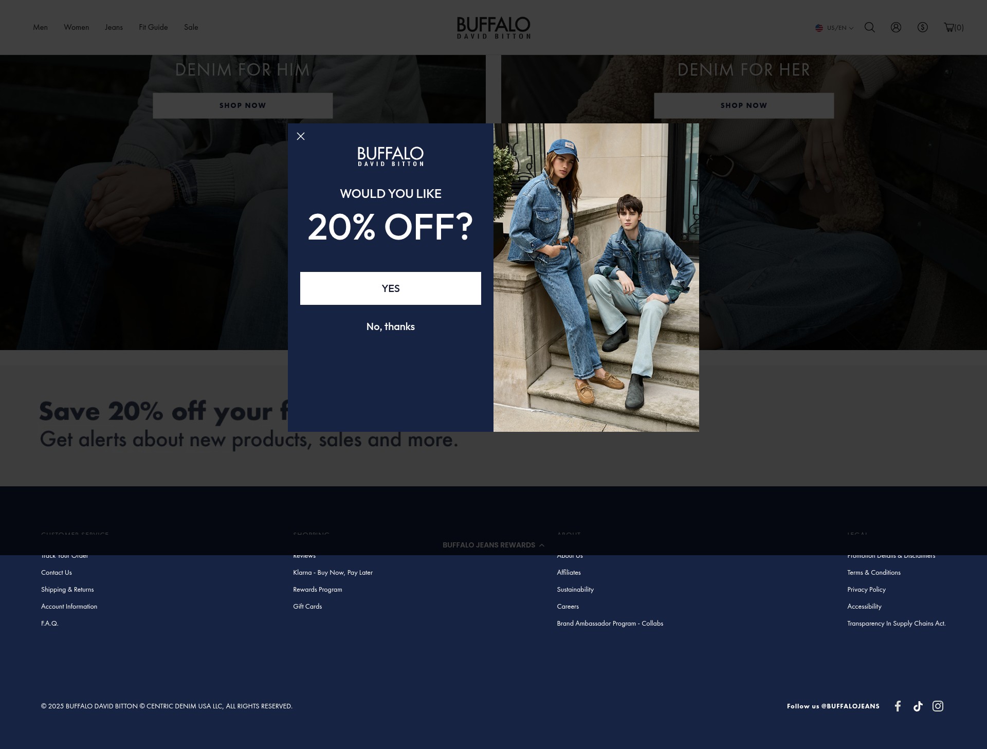 Screenshot of www.buffalojeans.com