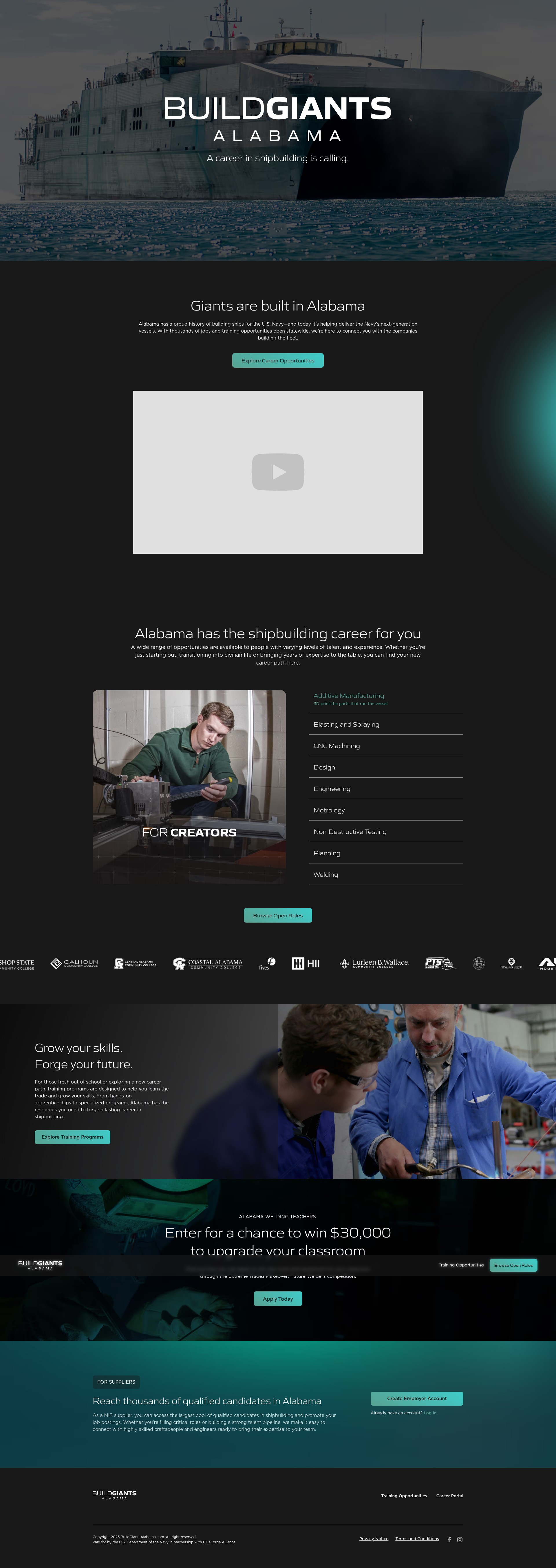 Screenshot of www.buildgiantsalabama.com