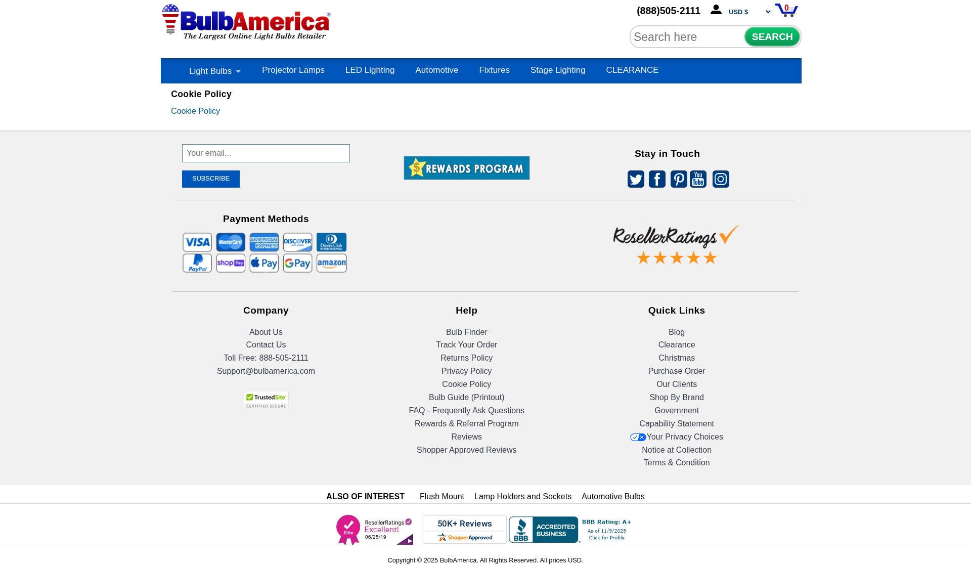 Screenshot of www.bulbamerica.com