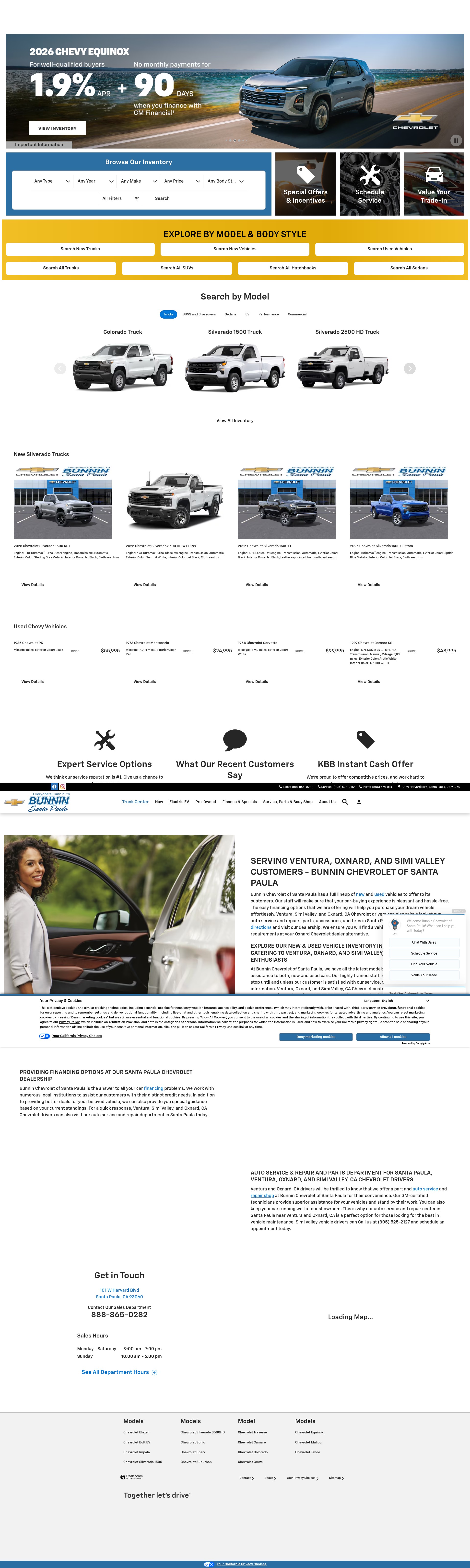 Screenshot of www.bunninchevroletofsantapaula.com