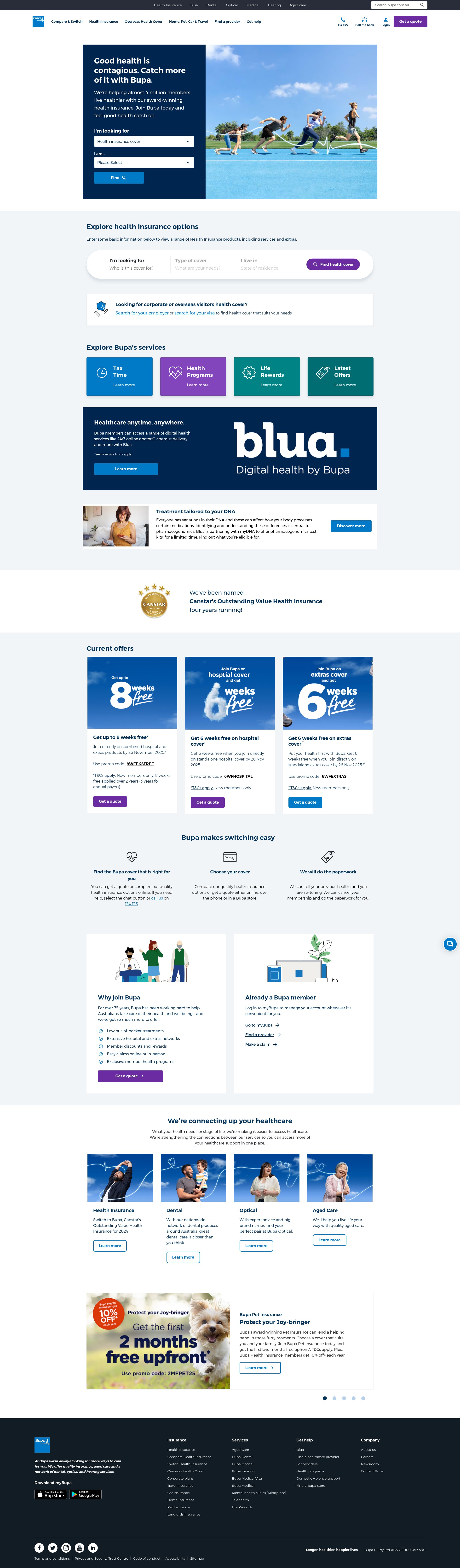 Screenshot of www.bupa.com.au