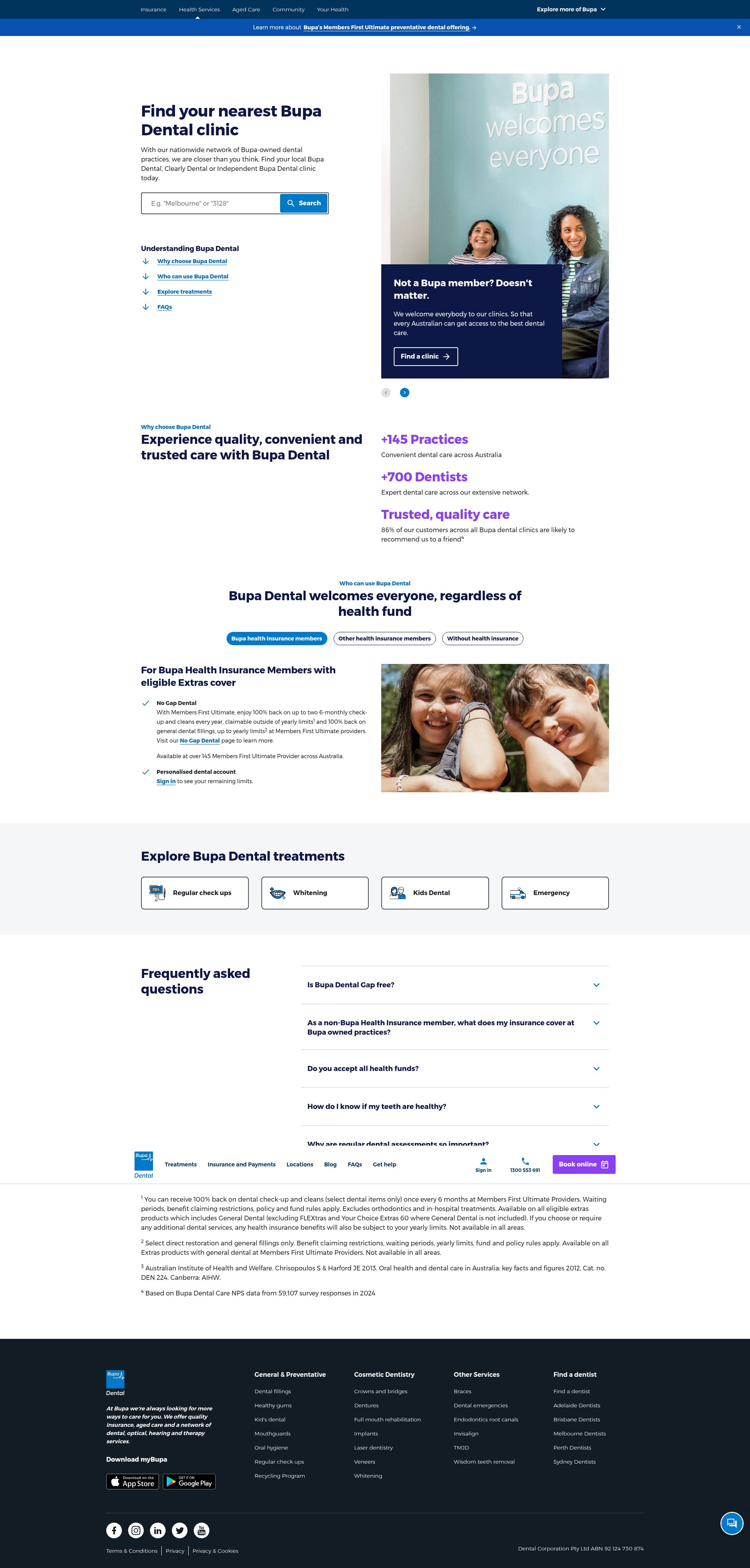 Screenshot of www.bupadental.com.au