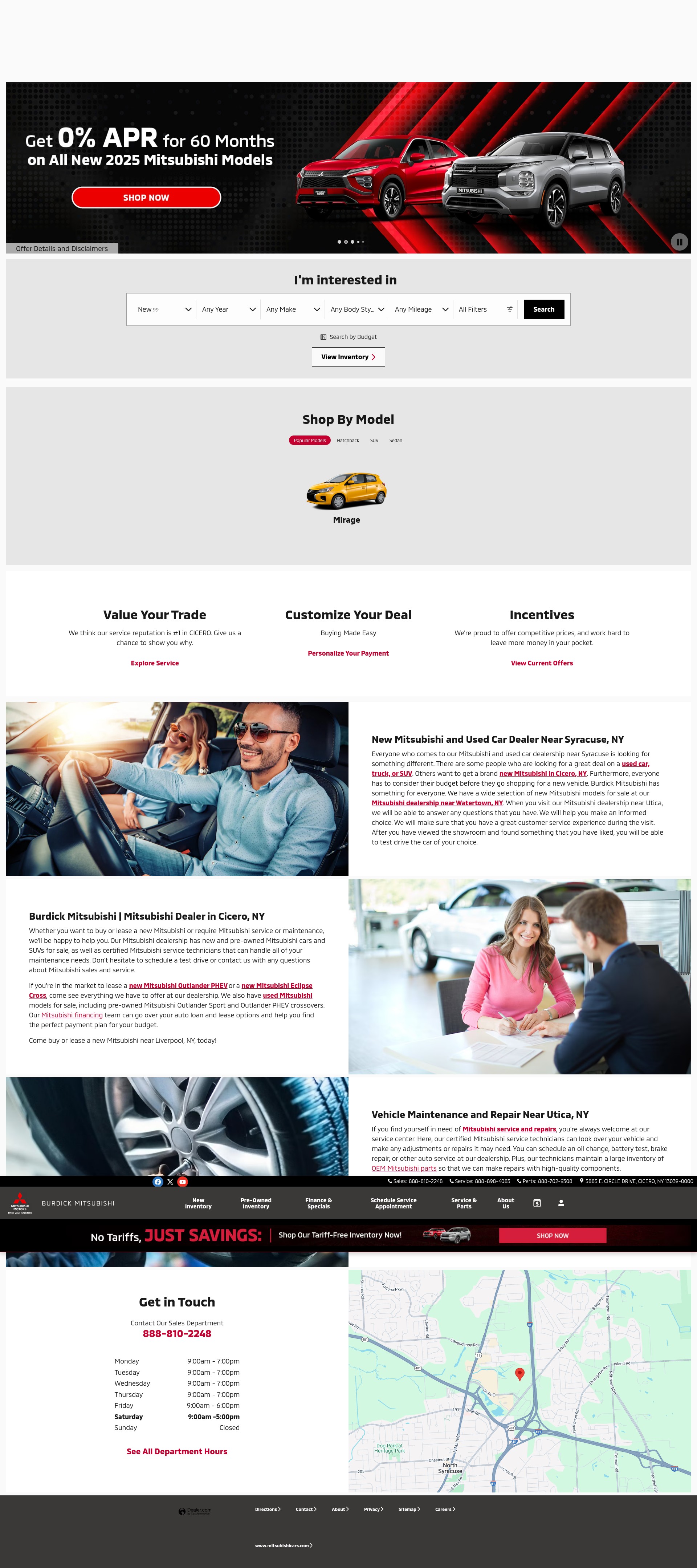 Screenshot of www.burdickmitsubishi.com