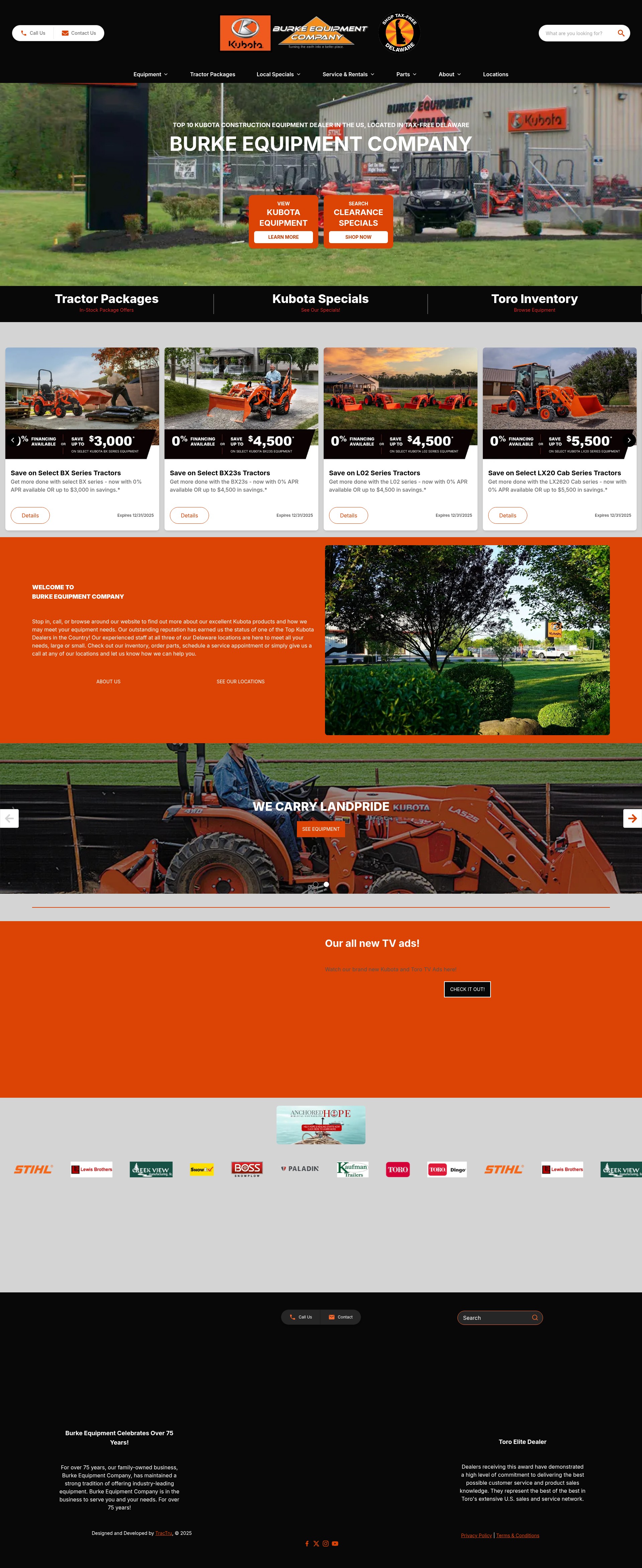 Screenshot of www.burkeequipment.com