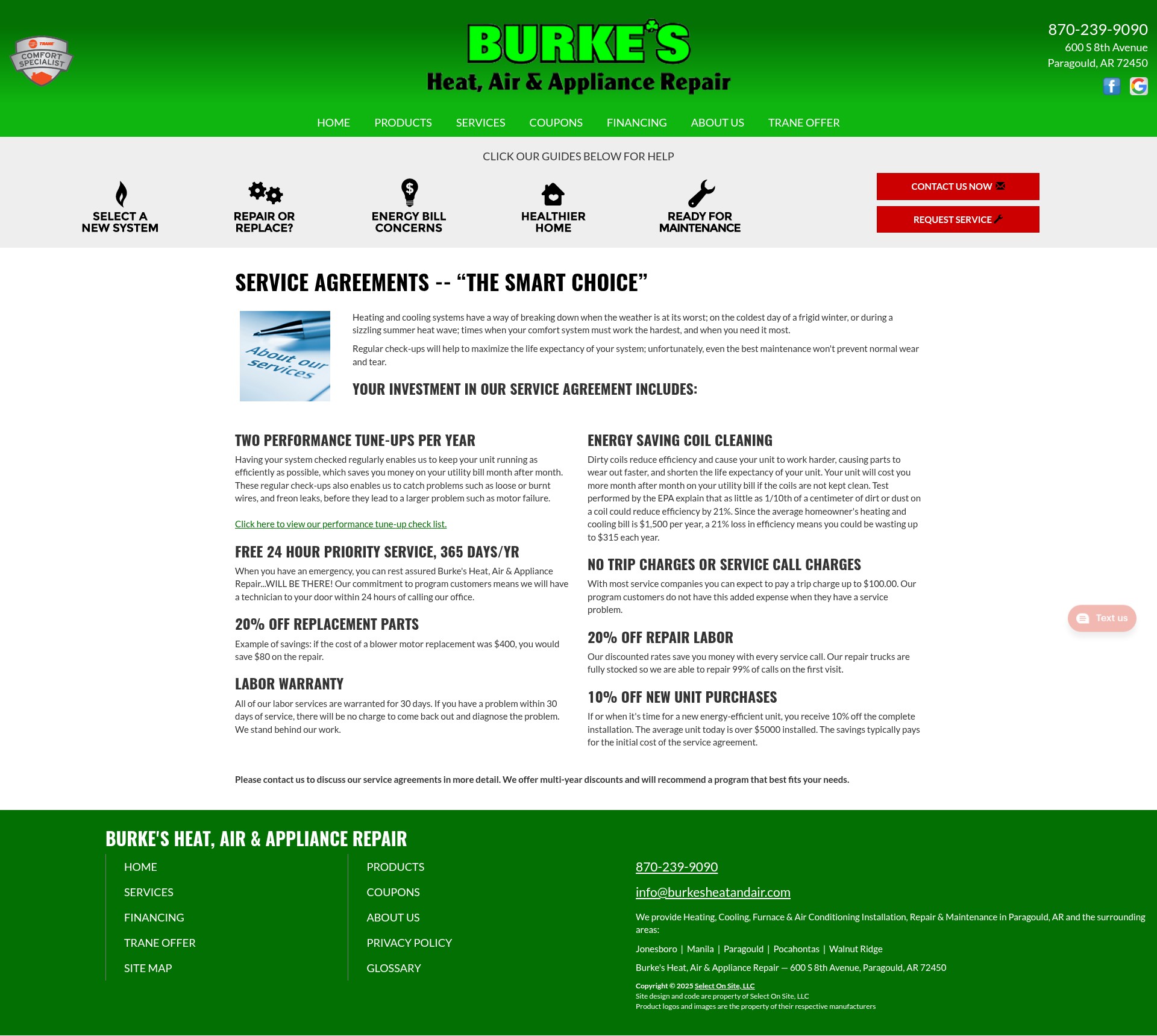 Screenshot of www.burkesheatandair.com