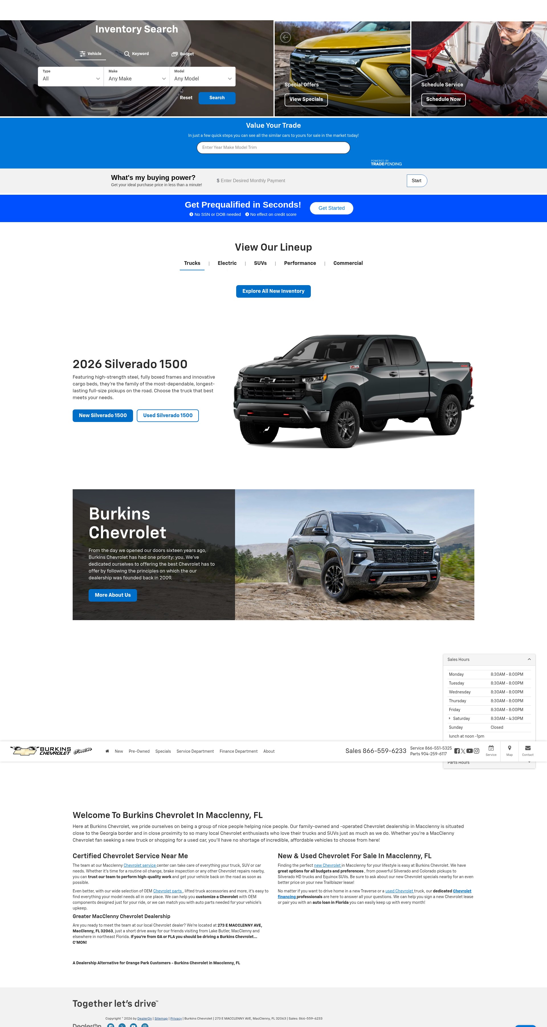 Screenshot of www.burkinschevy.com