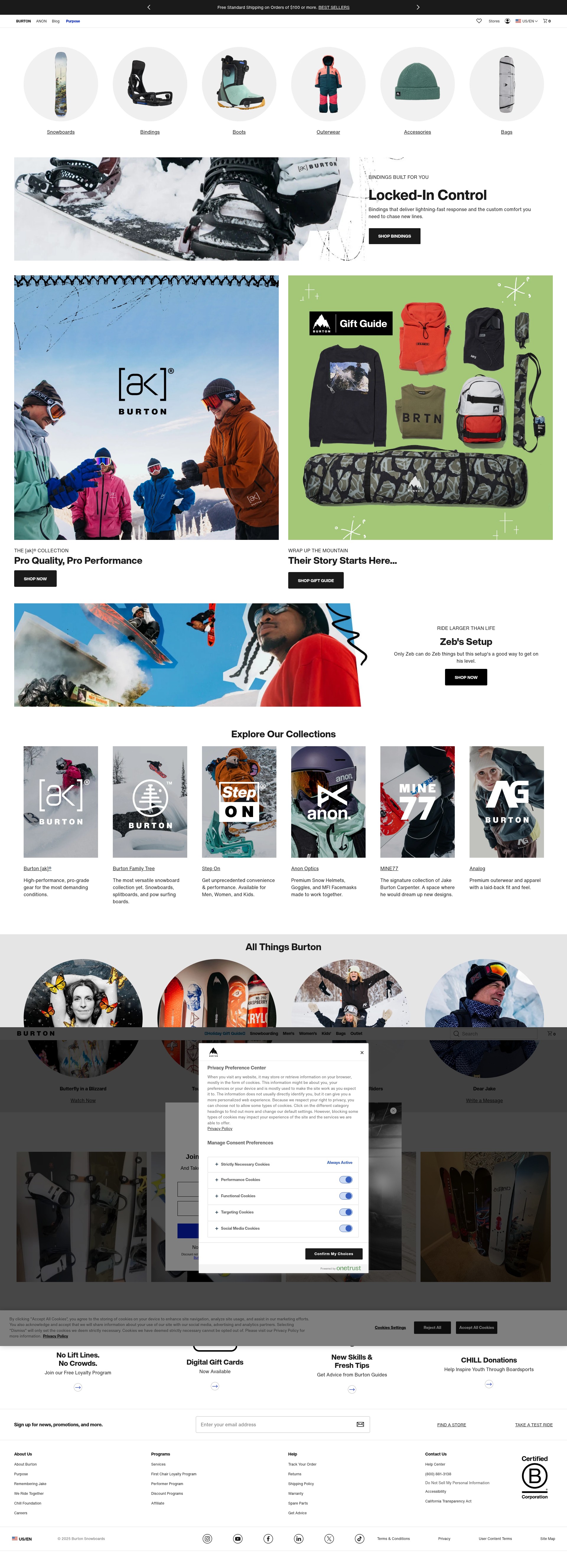 Screenshot of www.burton.com