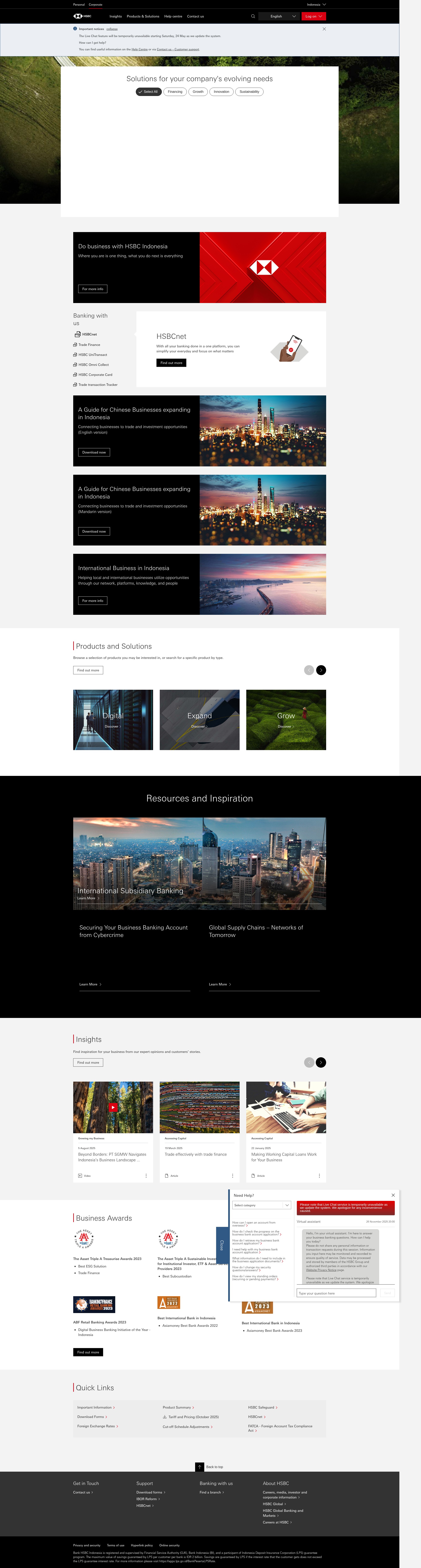 Screenshot of www.business.hsbc.co.id