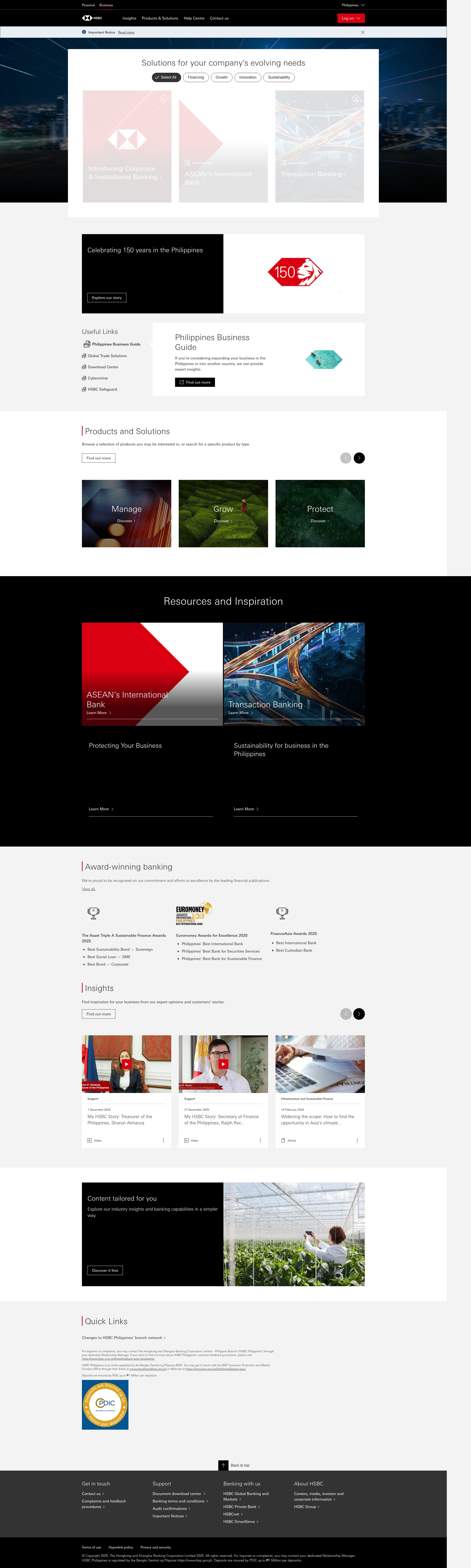 Screenshot of www.business.hsbc.com.ph