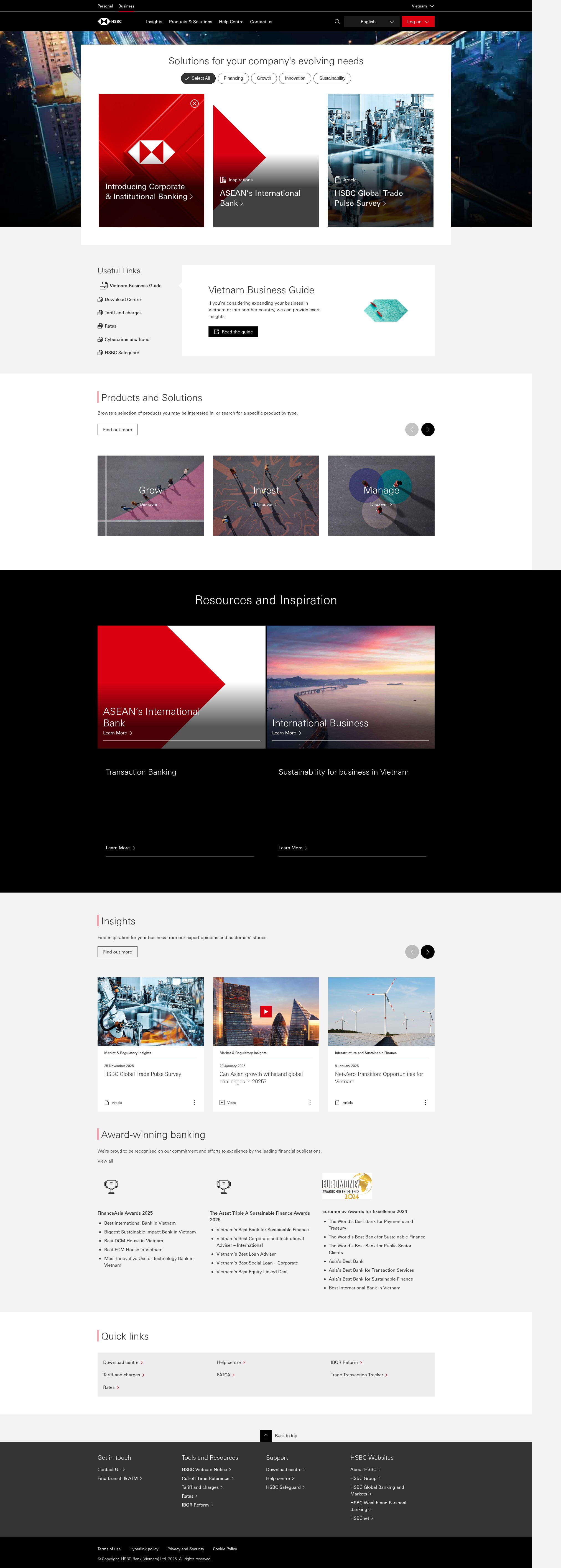 Screenshot of www.business.hsbc.com.vn