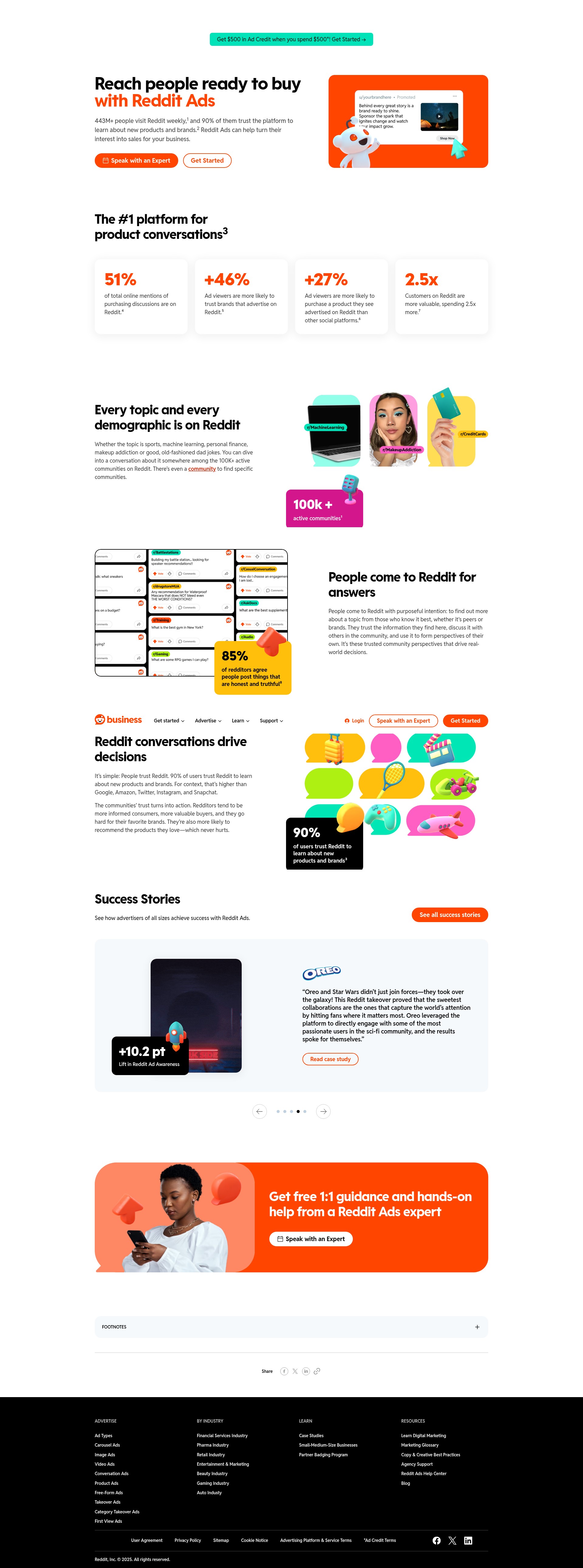 Screenshot of www.business.reddit.com