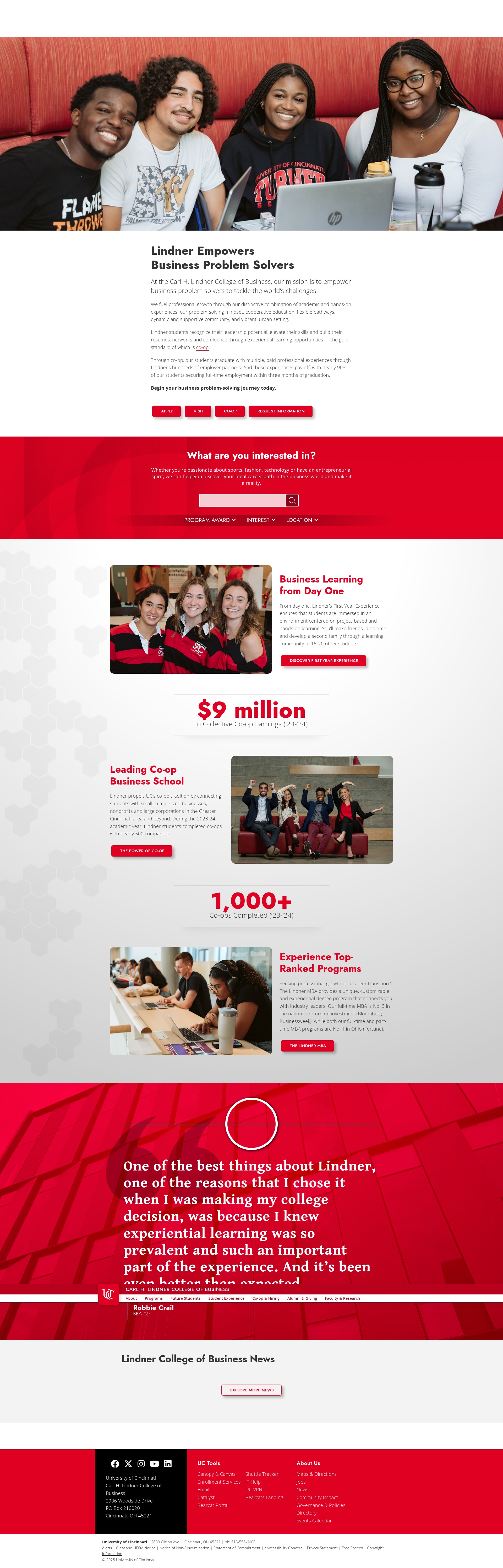Screenshot of www.business.uc.edu