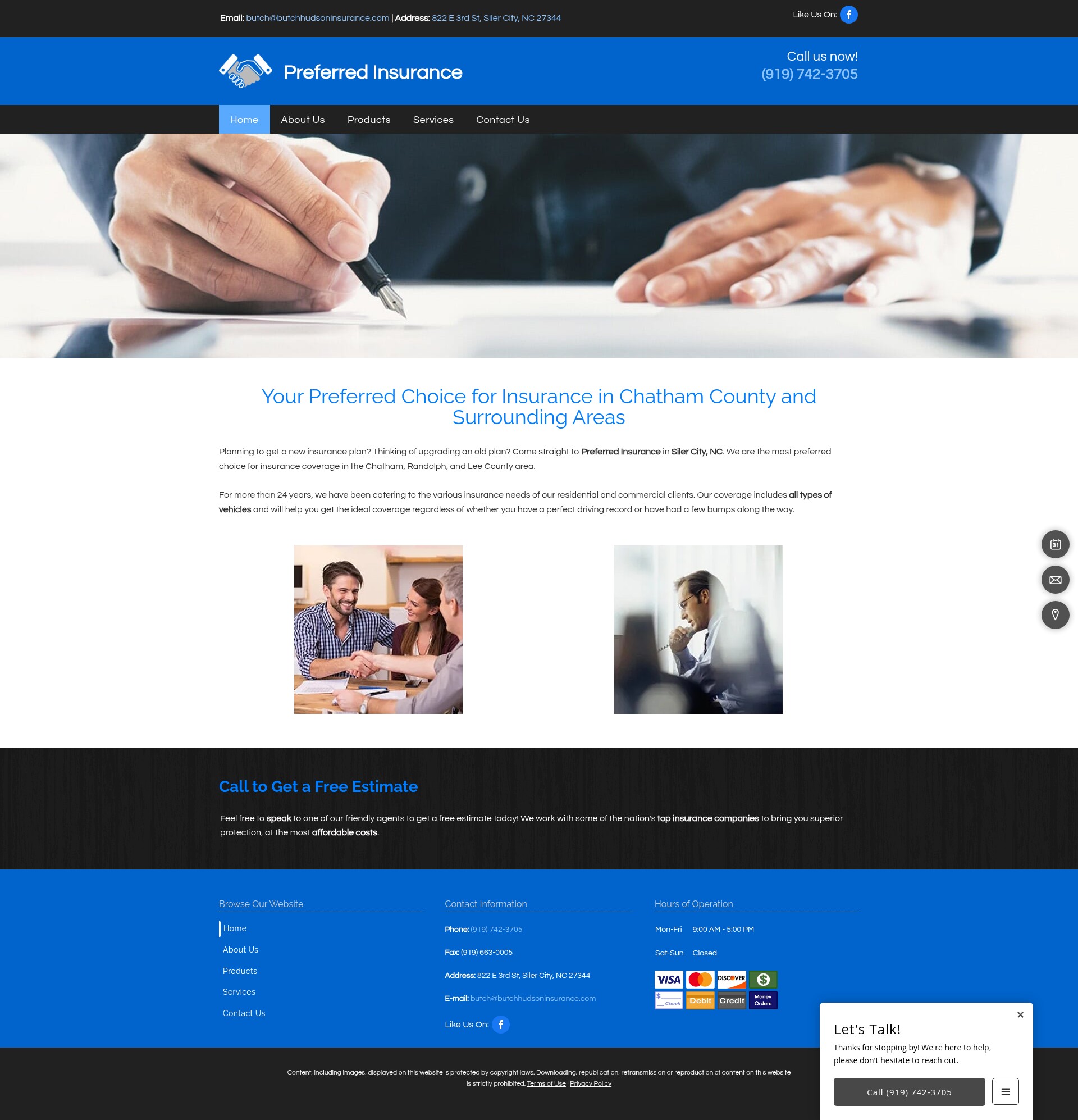 Screenshot of www.butchhudsoninsurance.com