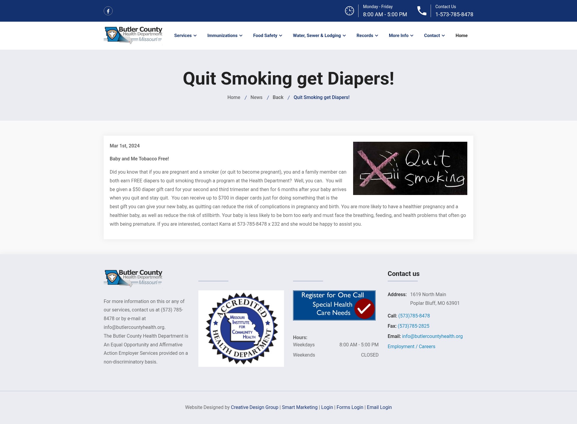 Screenshot of www.butlercountyhealth.org