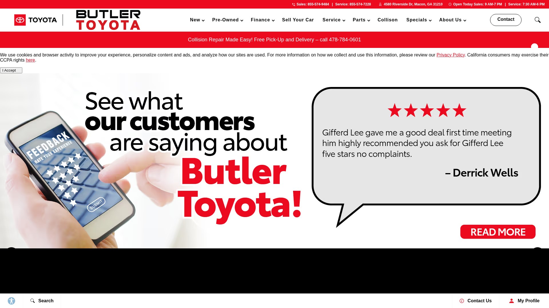 Screenshot of www.butlertoyota.com