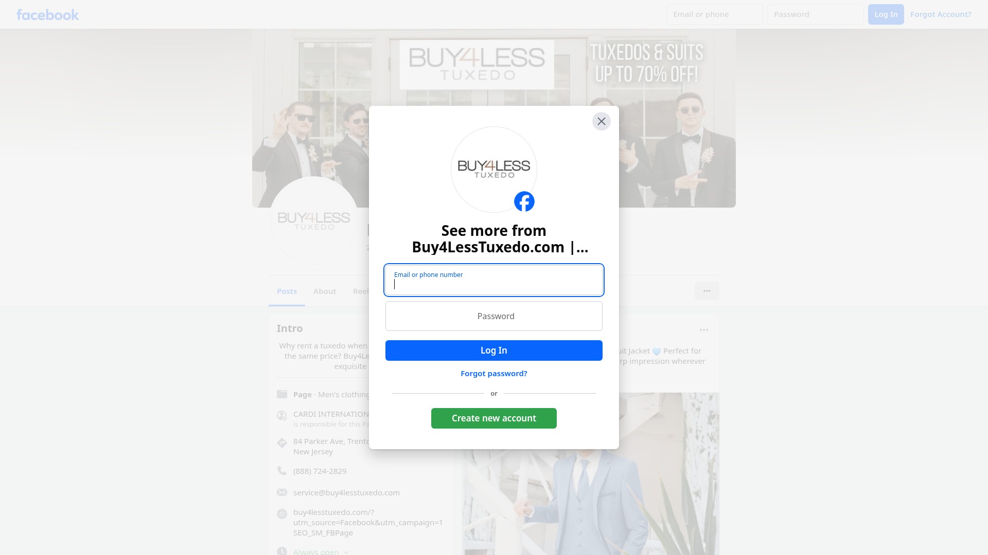 Screenshot of www.buy4lesstuxedo.com