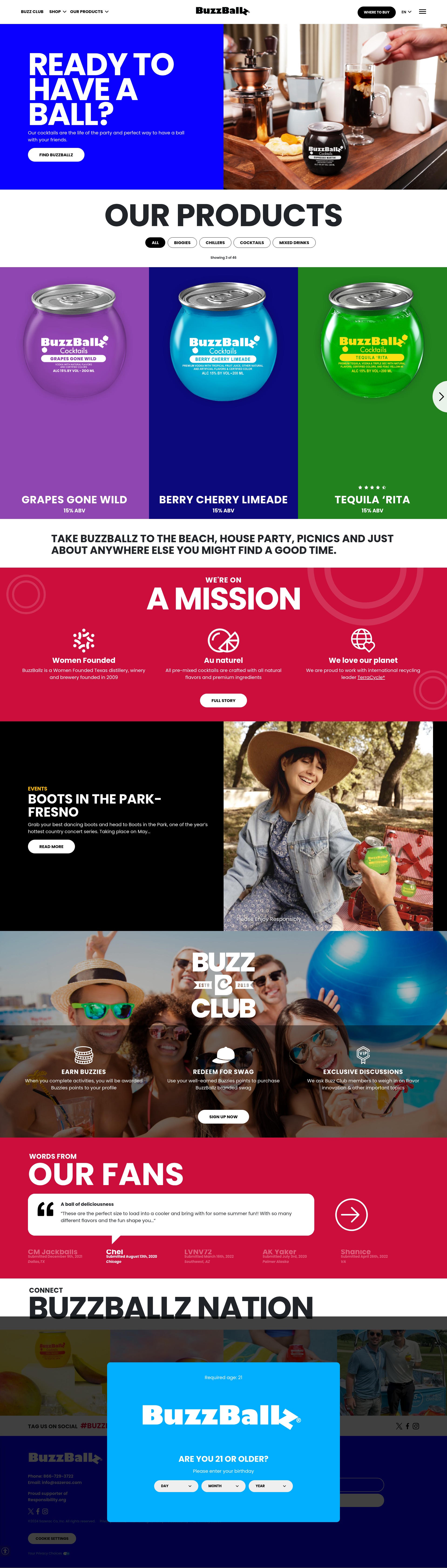 Screenshot of www.buzzballz.com