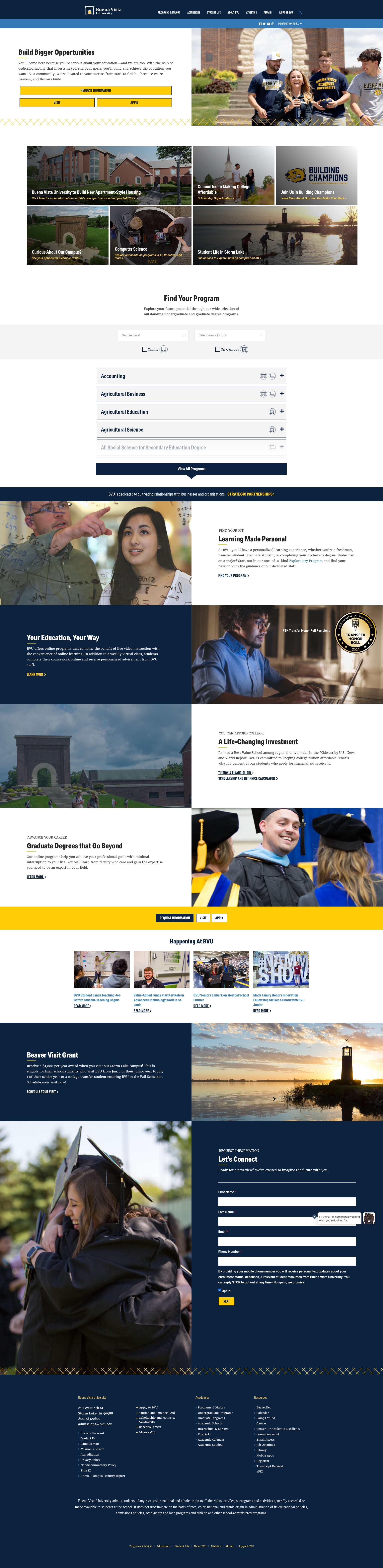 Screenshot of www.bvu.edu
