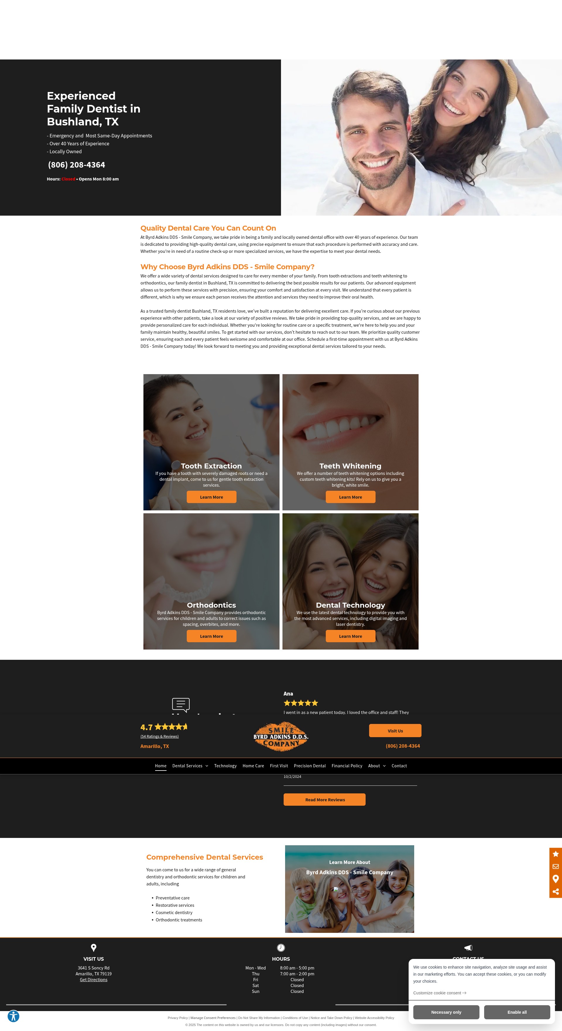 Screenshot of www.byrdadkinsdds.com