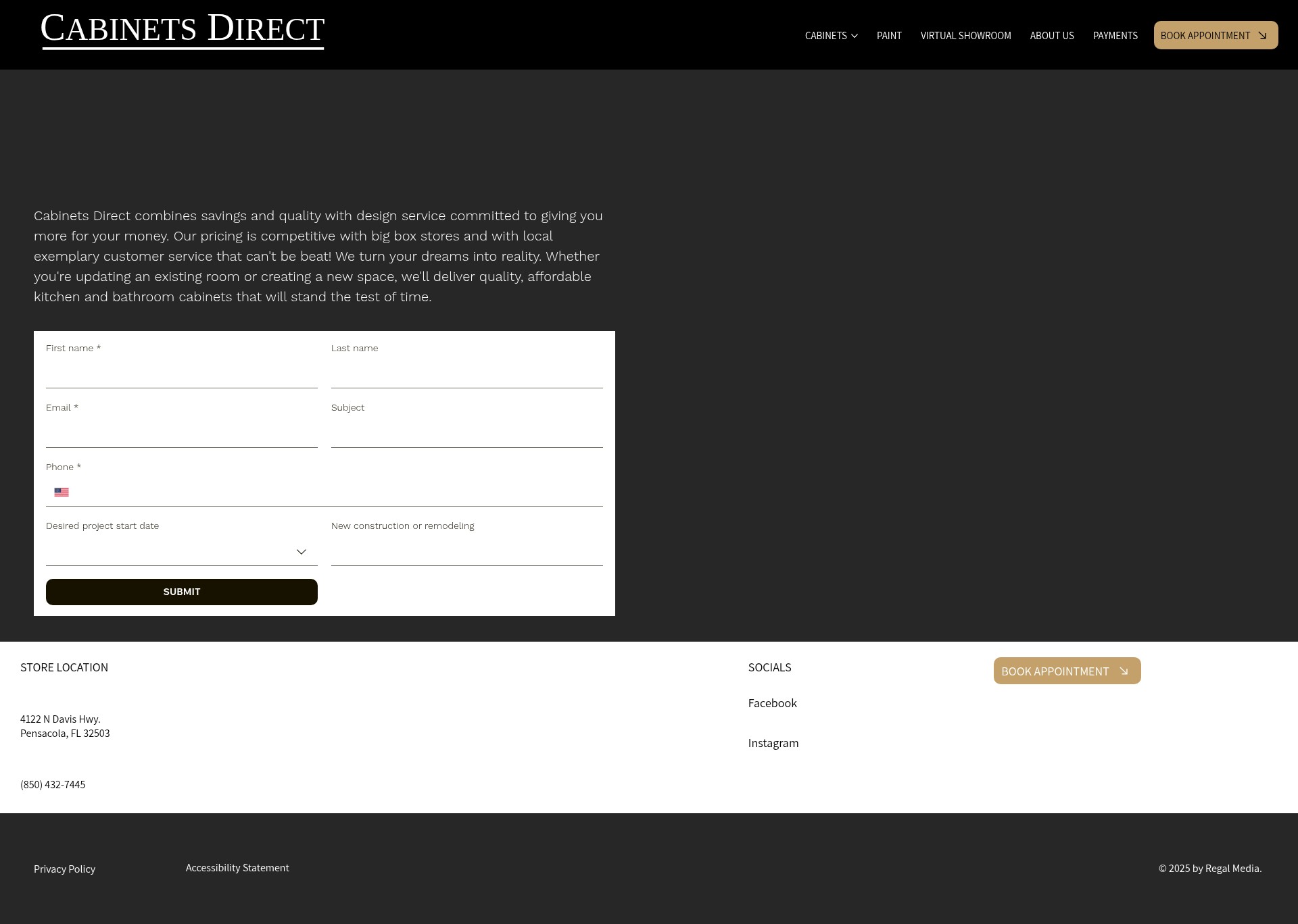 Screenshot of www.cabinetsdirectpensacola.com