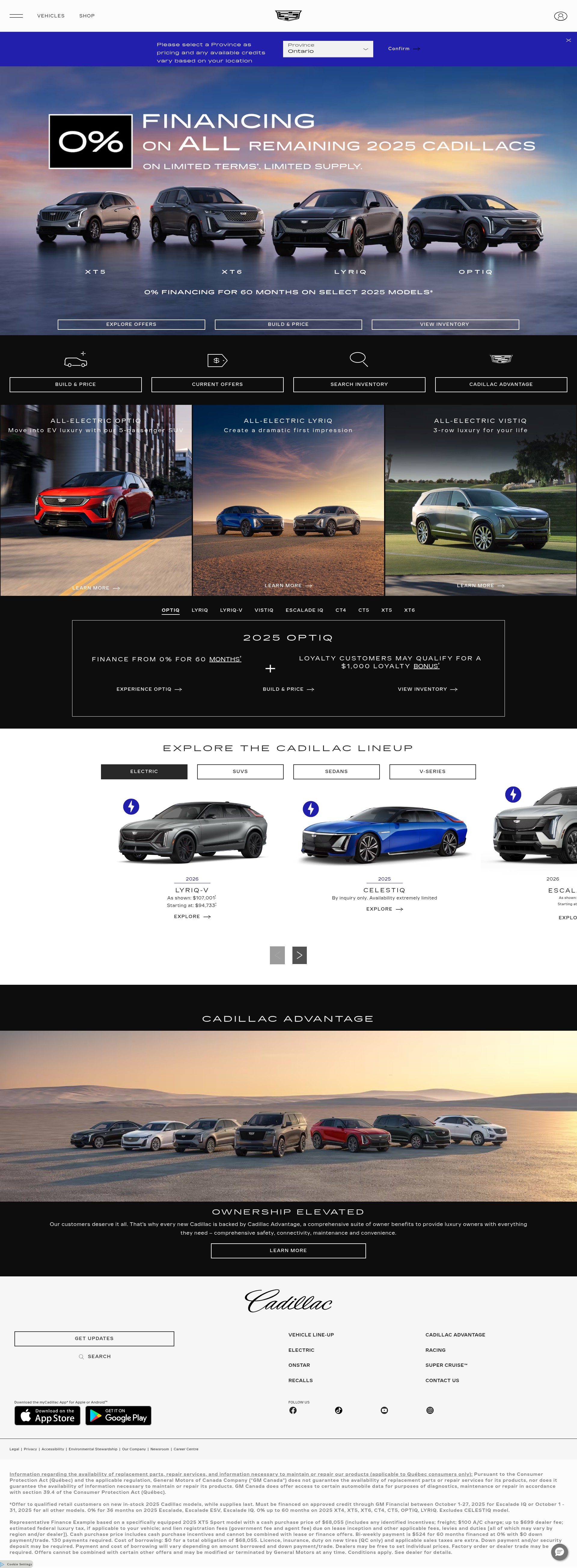 Screenshot of www.cadillaccanada.ca
