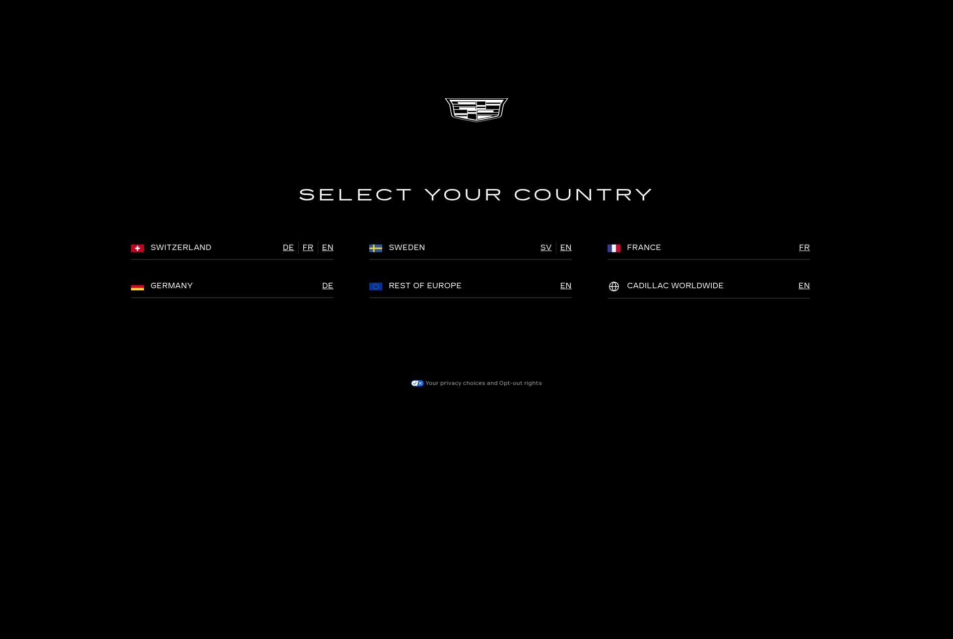 Screenshot of www.cadillaceurope.com