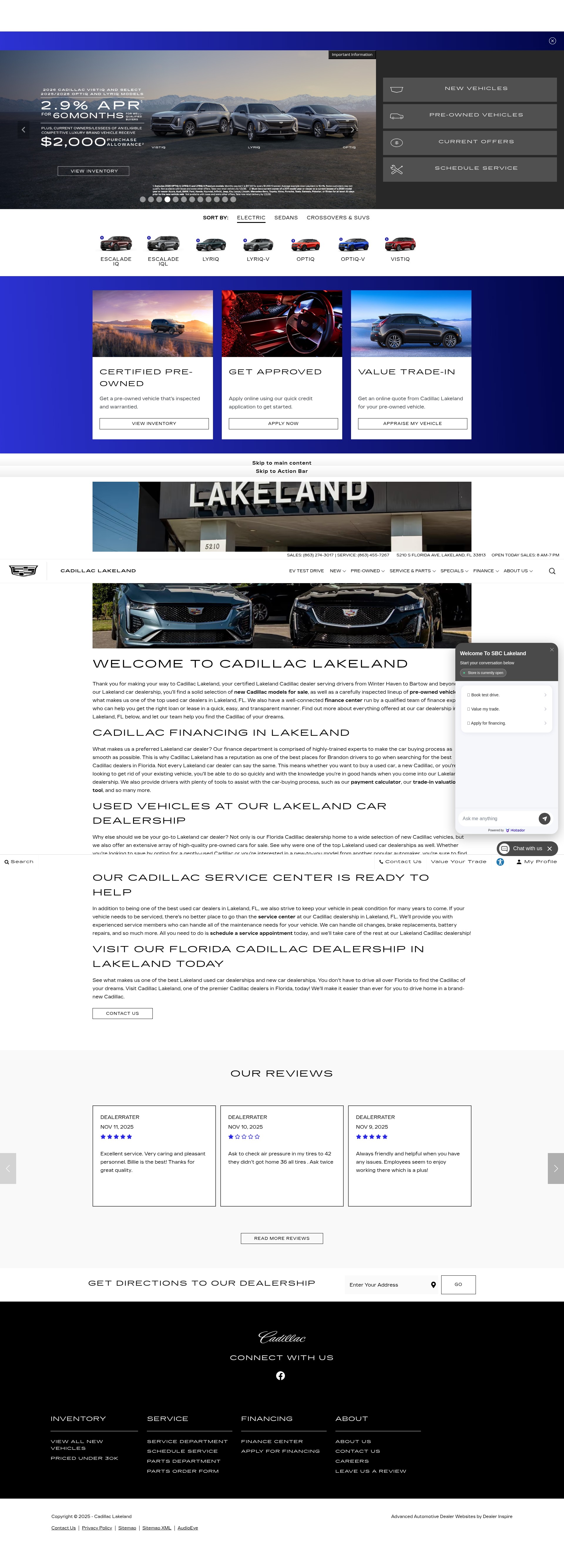 Screenshot of www.cadillaclakeland.com