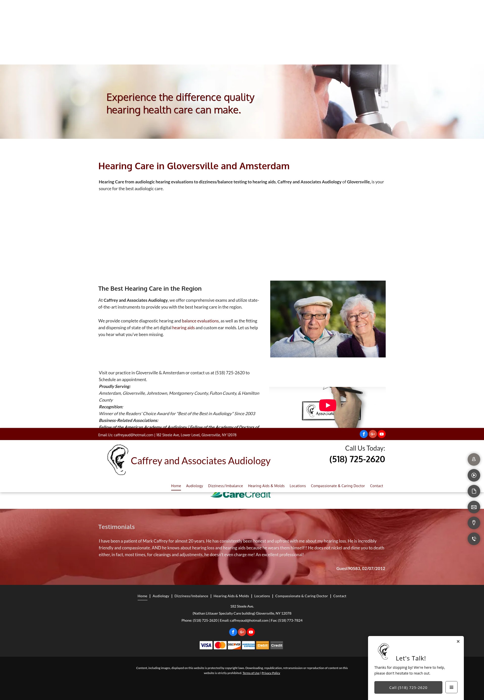 Screenshot of www.caffreyassociatesaudiology.com