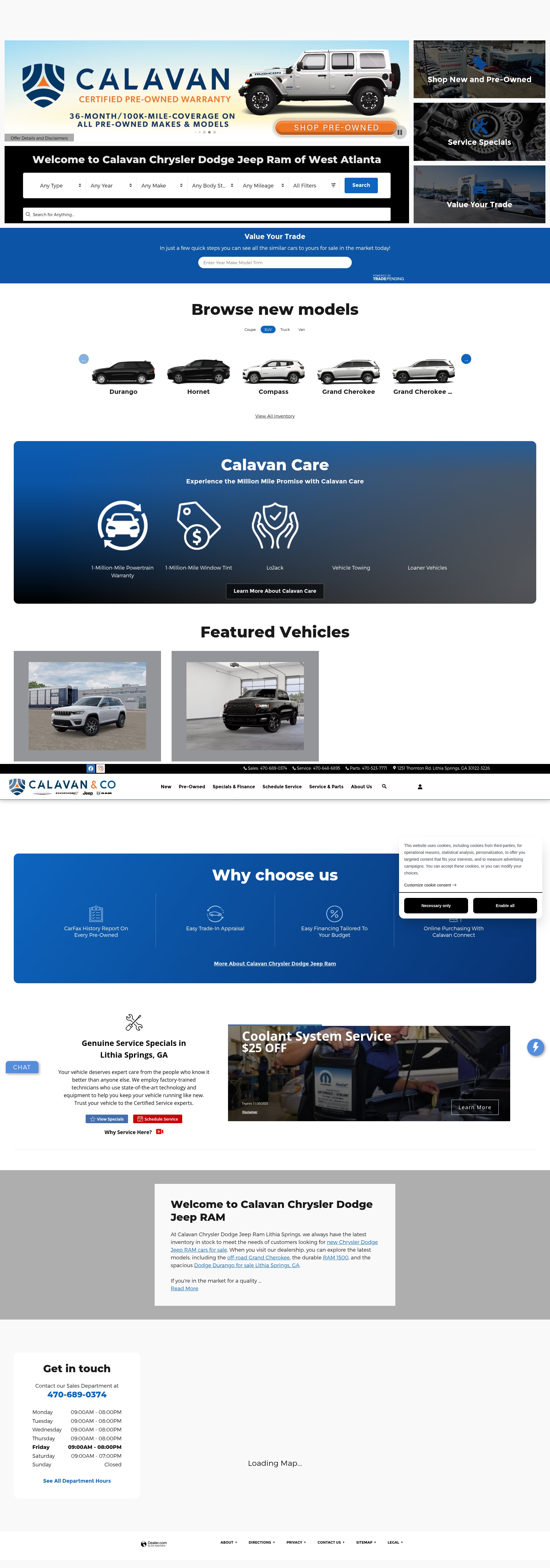 Screenshot of www.calavancdjrwest.com