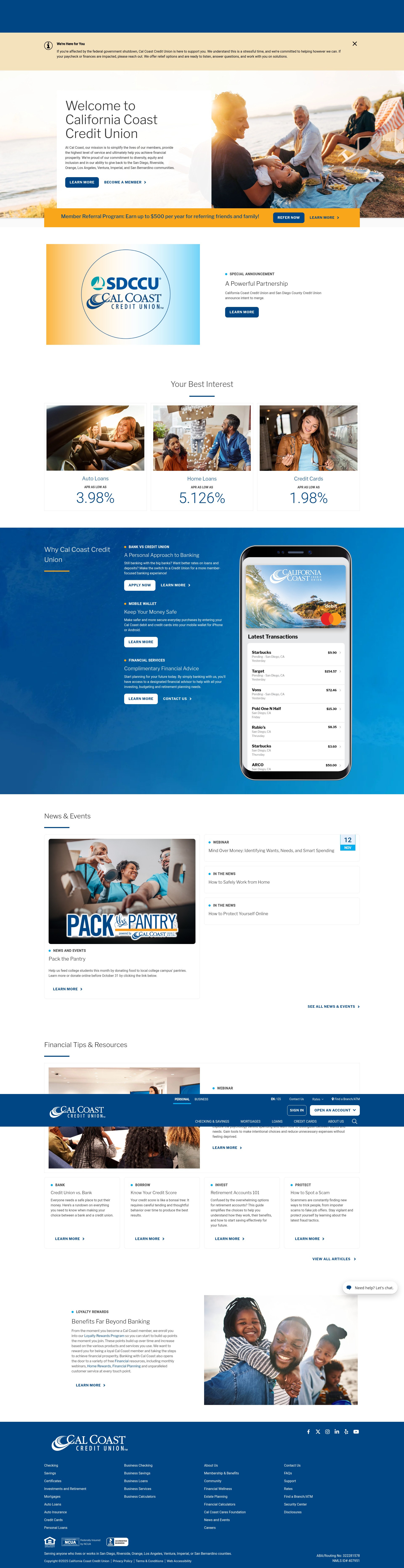 Screenshot of www.calcoastcu.org