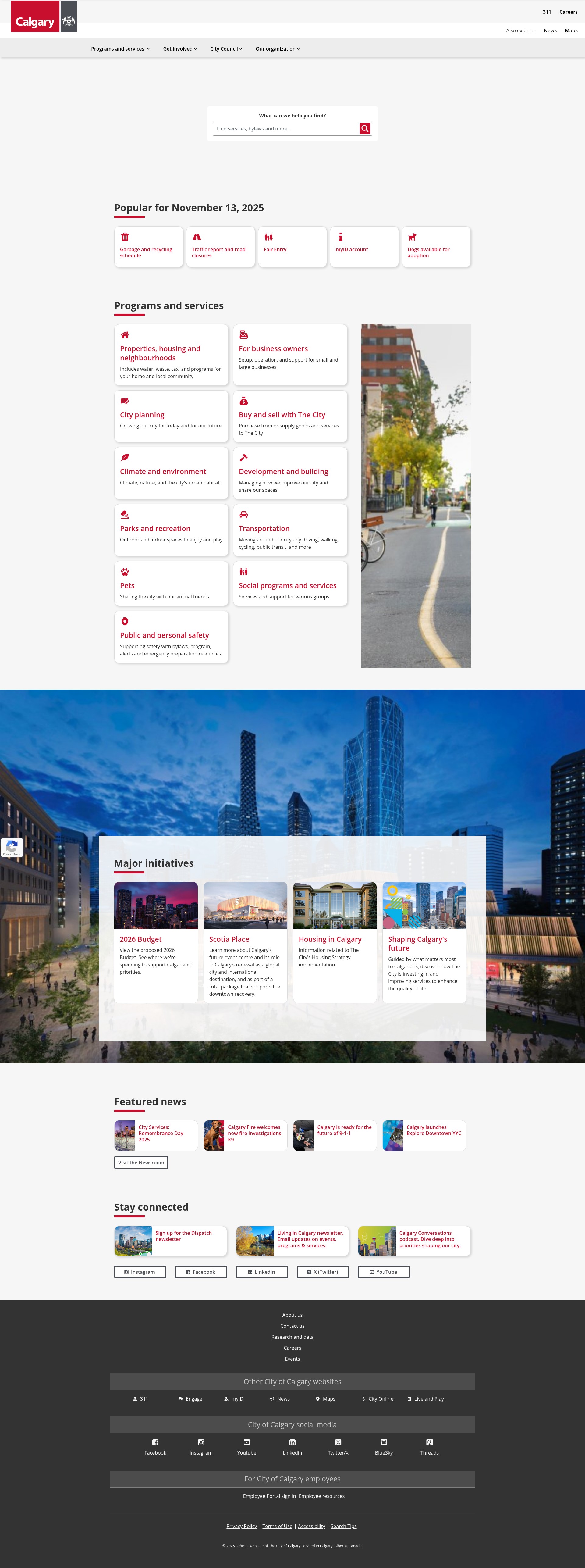 Screenshot of www.calgary.ca